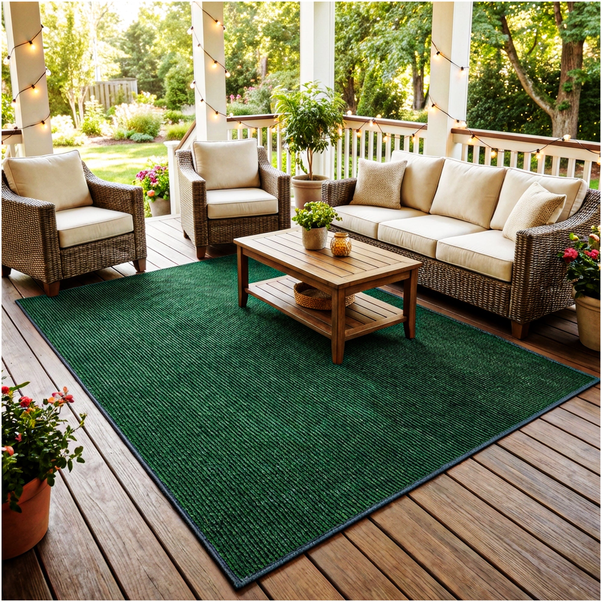 Wassaw Ribbed Indoor/Outdoor Area Rug – Lightweight PET Fiber, 6 Colors