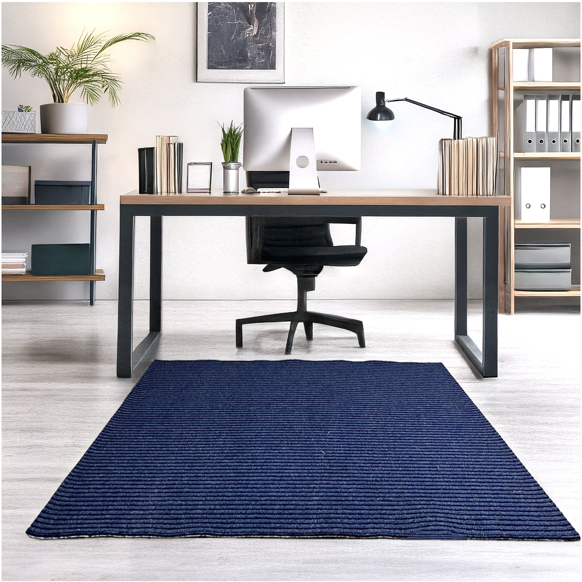 Inspiration Indoor-Outdoor Blue 5’ x 8’ Area Rug – Rubber Back Non-Slip