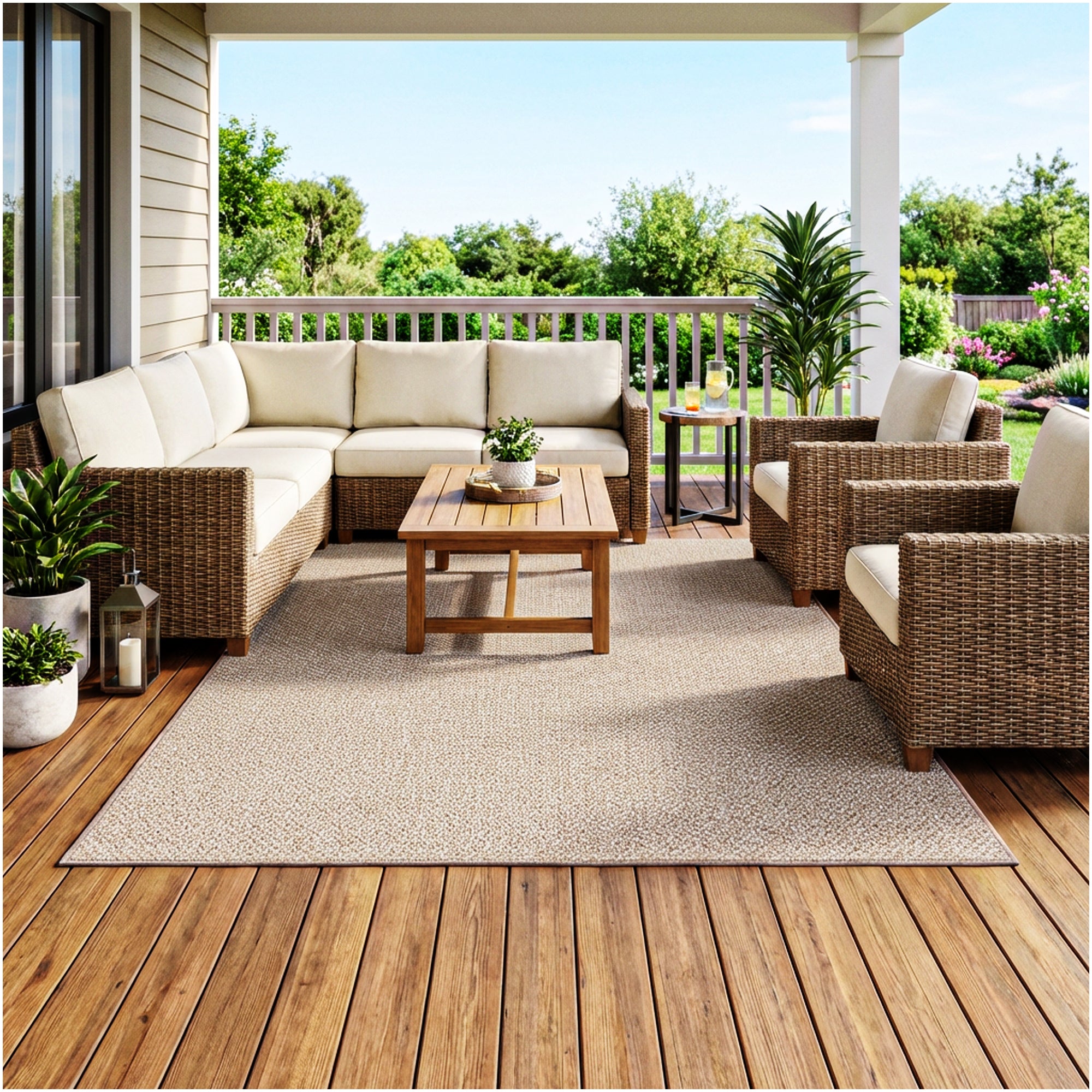 Berber Indoor-Outdoor Area Rug & Runner – Neutral Tones, Custom Sizes