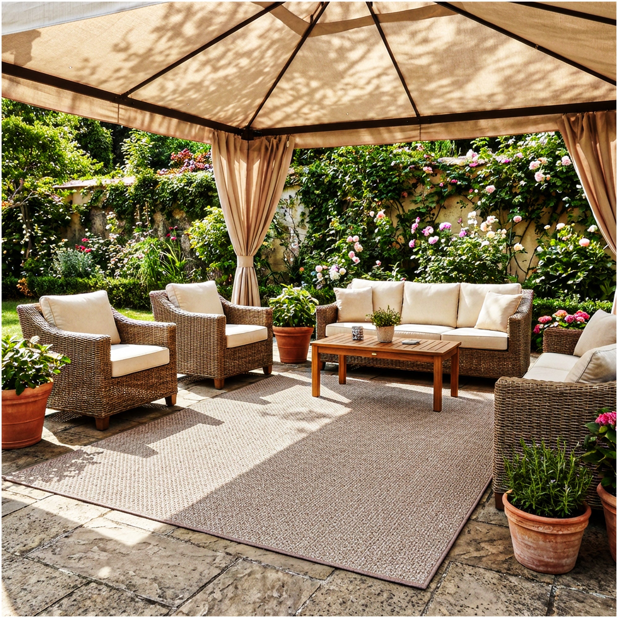 Berber Indoor-Outdoor Area Rug & Runner – Neutral Tones, Custom Sizes
