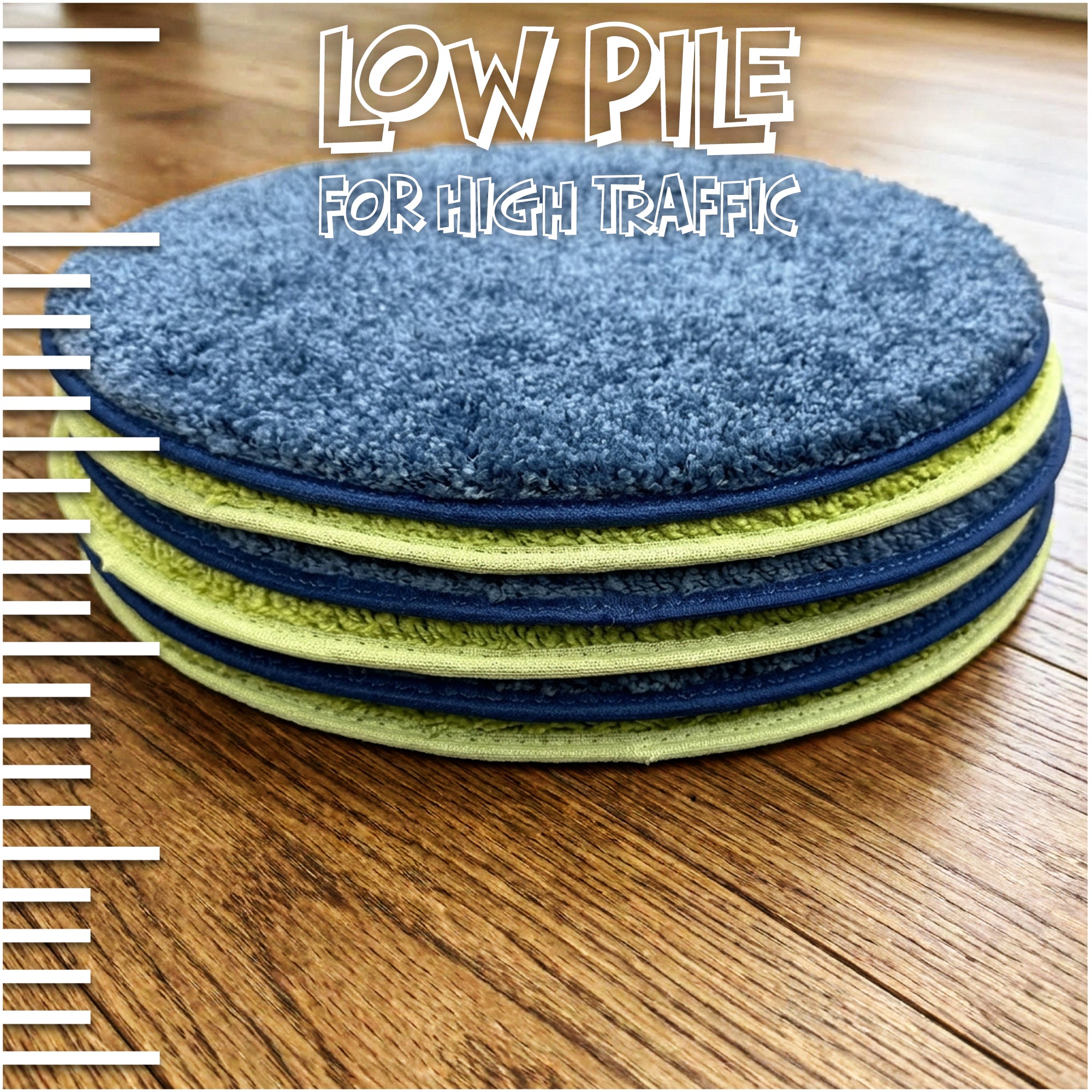 Children’s Classroom Carpet Circle Seats – Lime & Vibe Blue | 18” Round Soft Floor Cushions