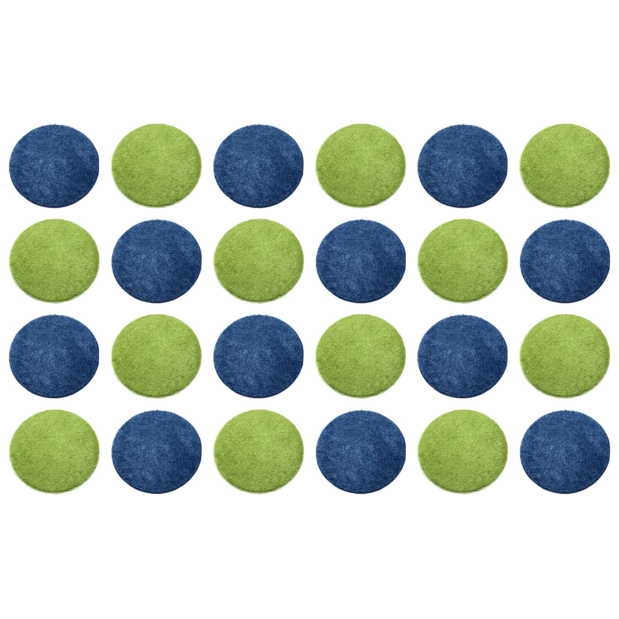 Children’s Classroom Carpet Circle Seats – Lime & Vibe Blue | 18” Round Soft Floor Cushions