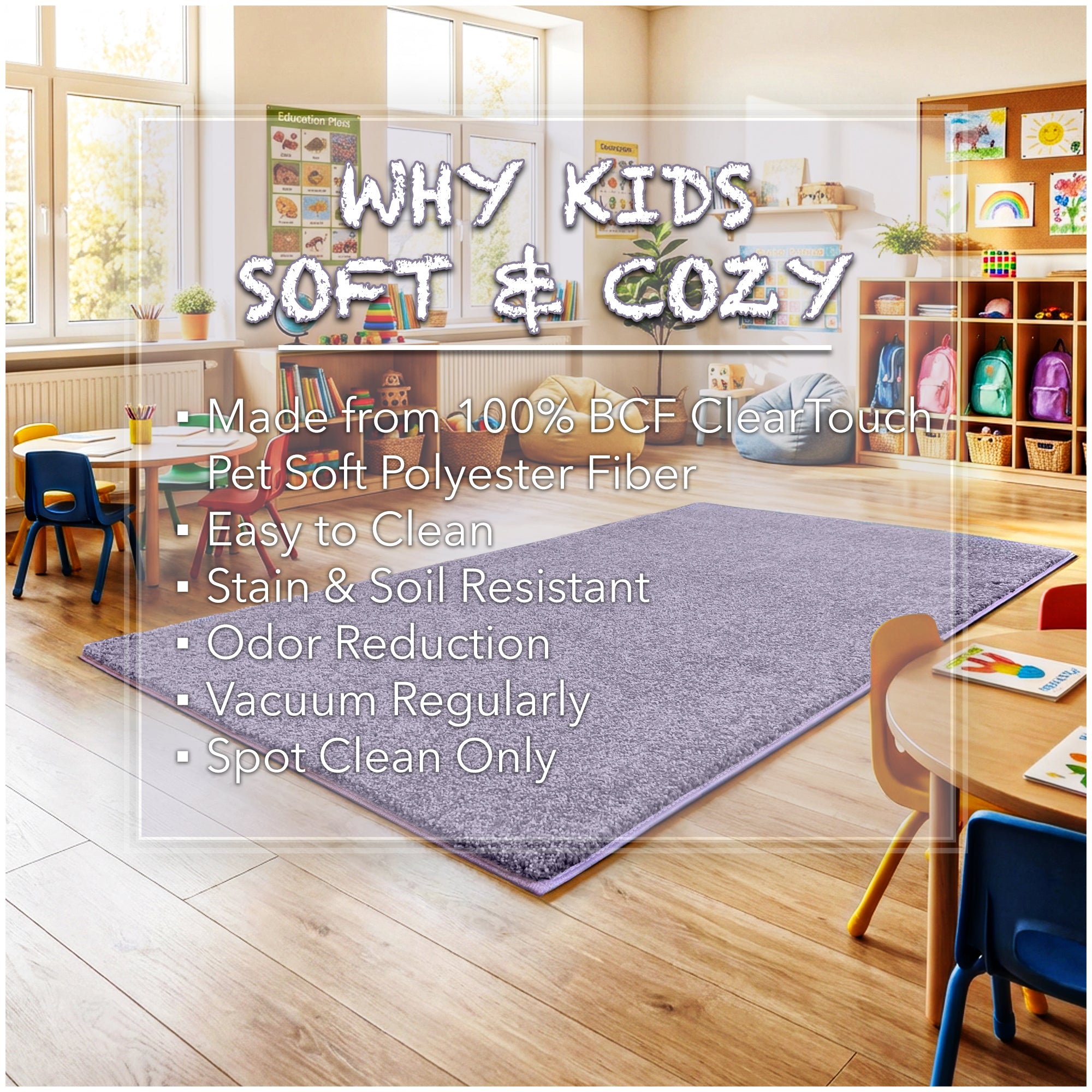 Kid Crossing Soft Area Rug – Colorful Collection, Custom Sizes Available
