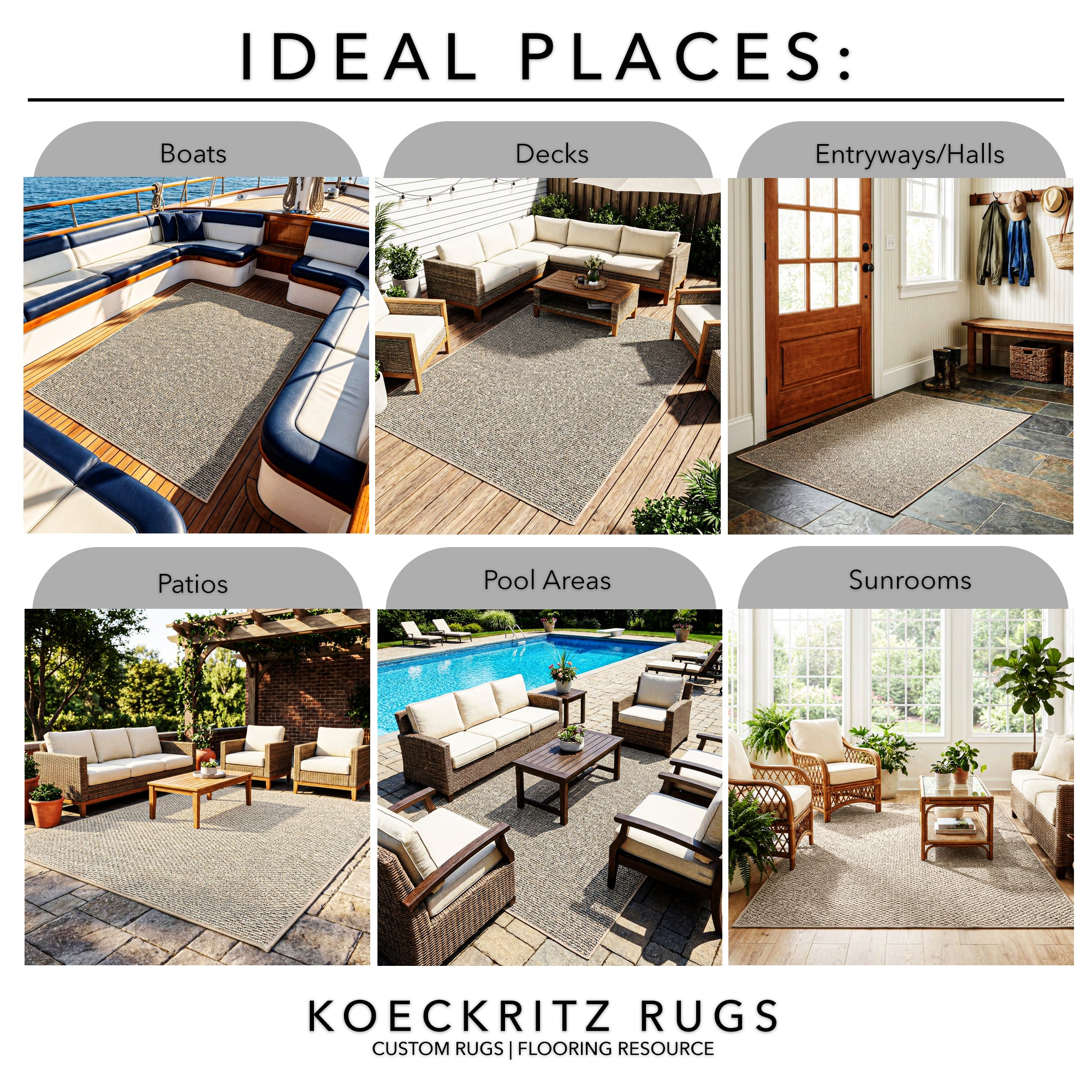 Natural Path Indoor/Outdoor Area Rug – Custom Sizes, 6 Colors