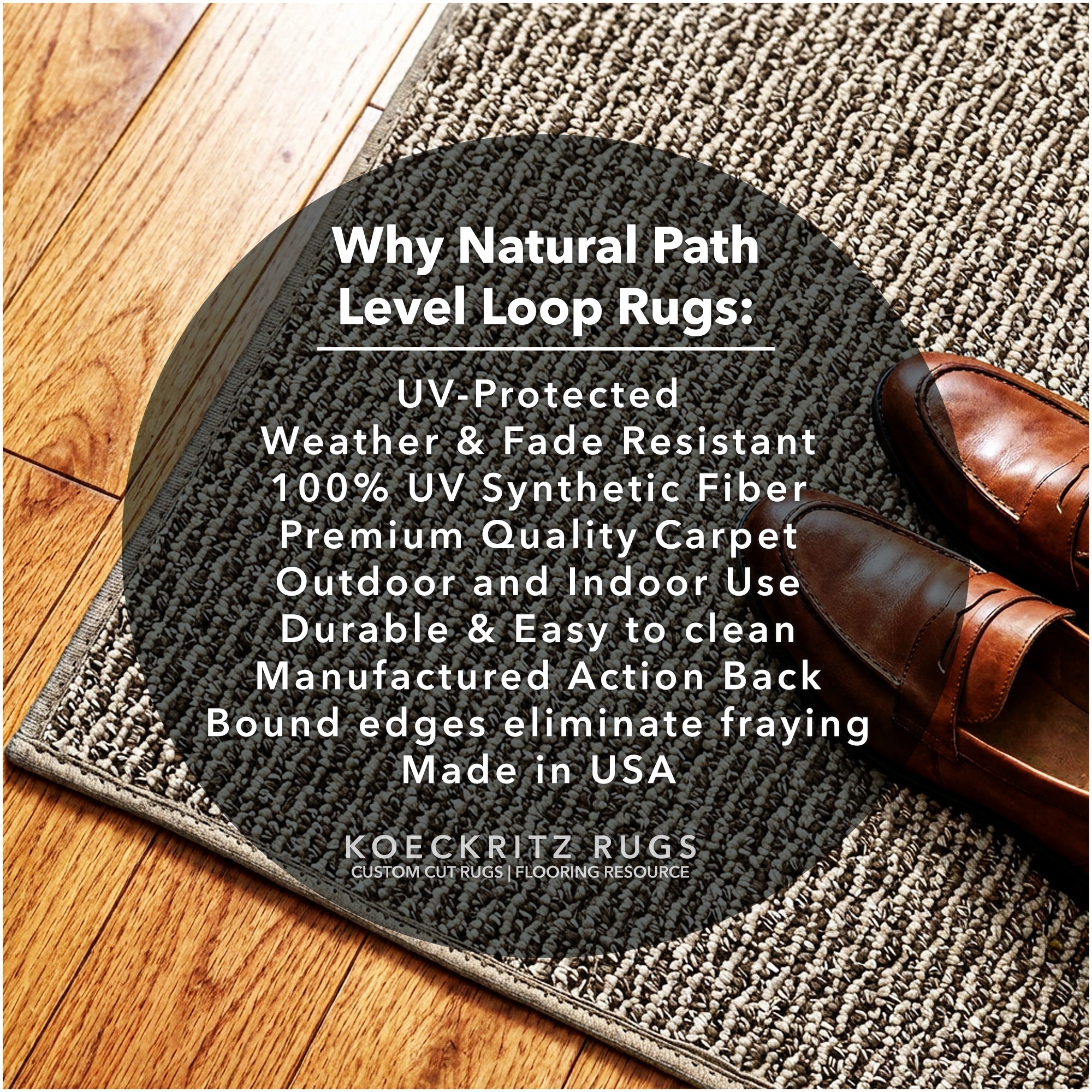 Natural Path Indoor/Outdoor Area Rug – Custom Sizes, 6 Colors