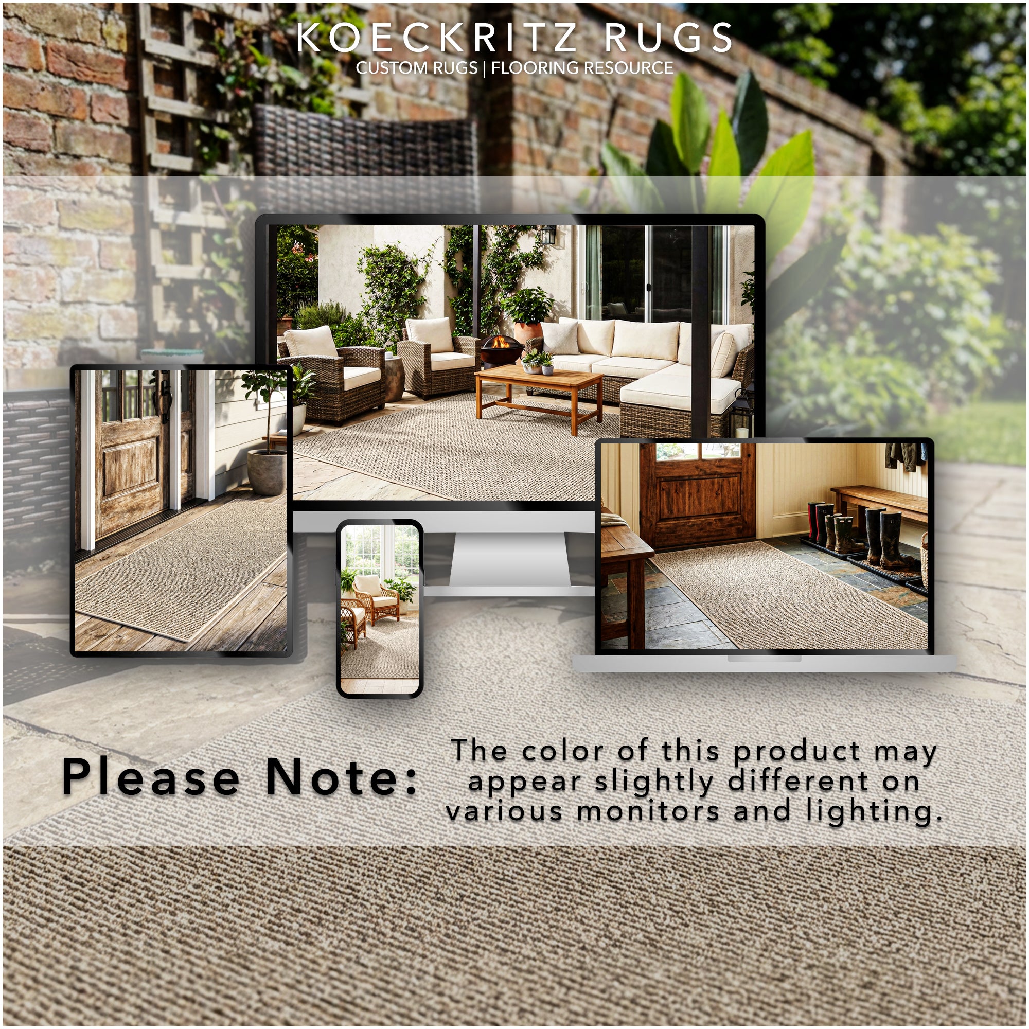 Natural Path Indoor/Outdoor Area Rug – Custom Sizes, 6 Colors