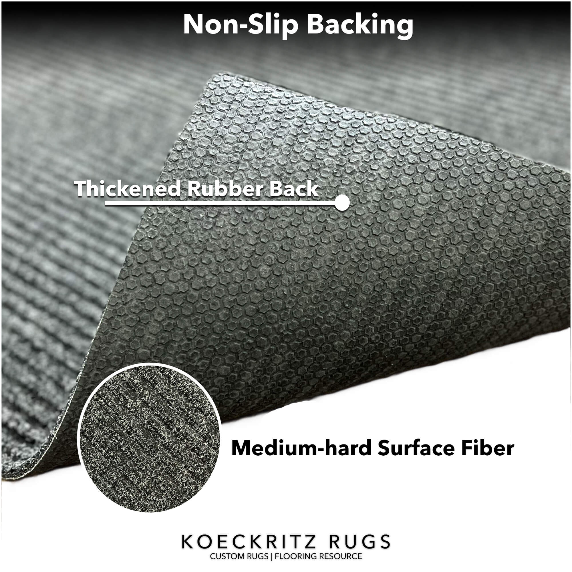 Inspiration Indoor-Outdoor Midnight 5’ x 8’ Area Rug – Rubber Back Non-Slip