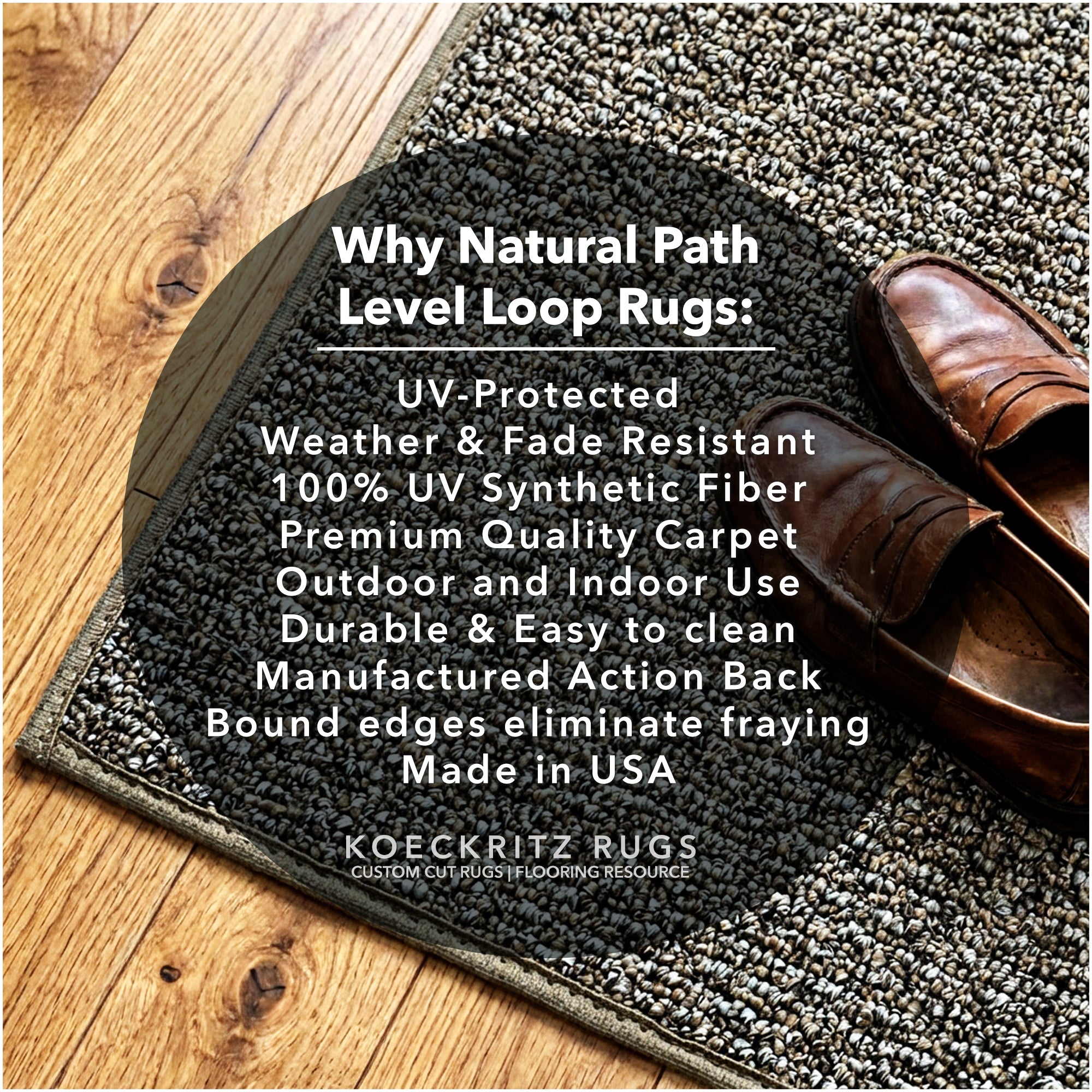 Natural Path Indoor/Outdoor Area Rug – Custom Sizes, 6 Colors