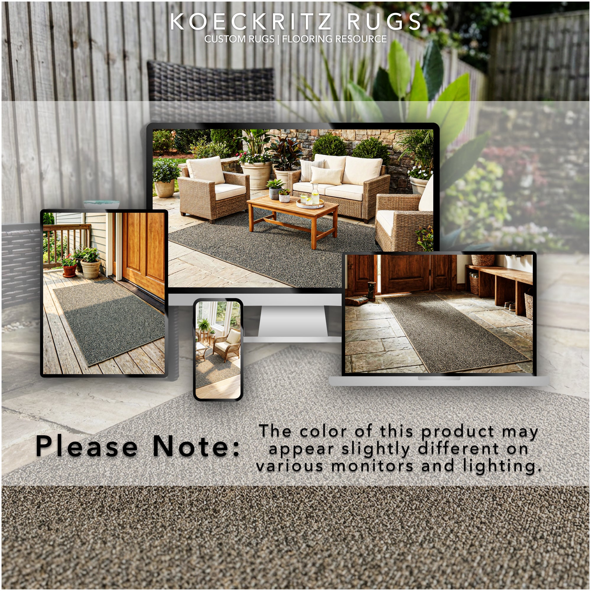 Natural Path Indoor/Outdoor Area Rug – Custom Sizes, 6 Colors
