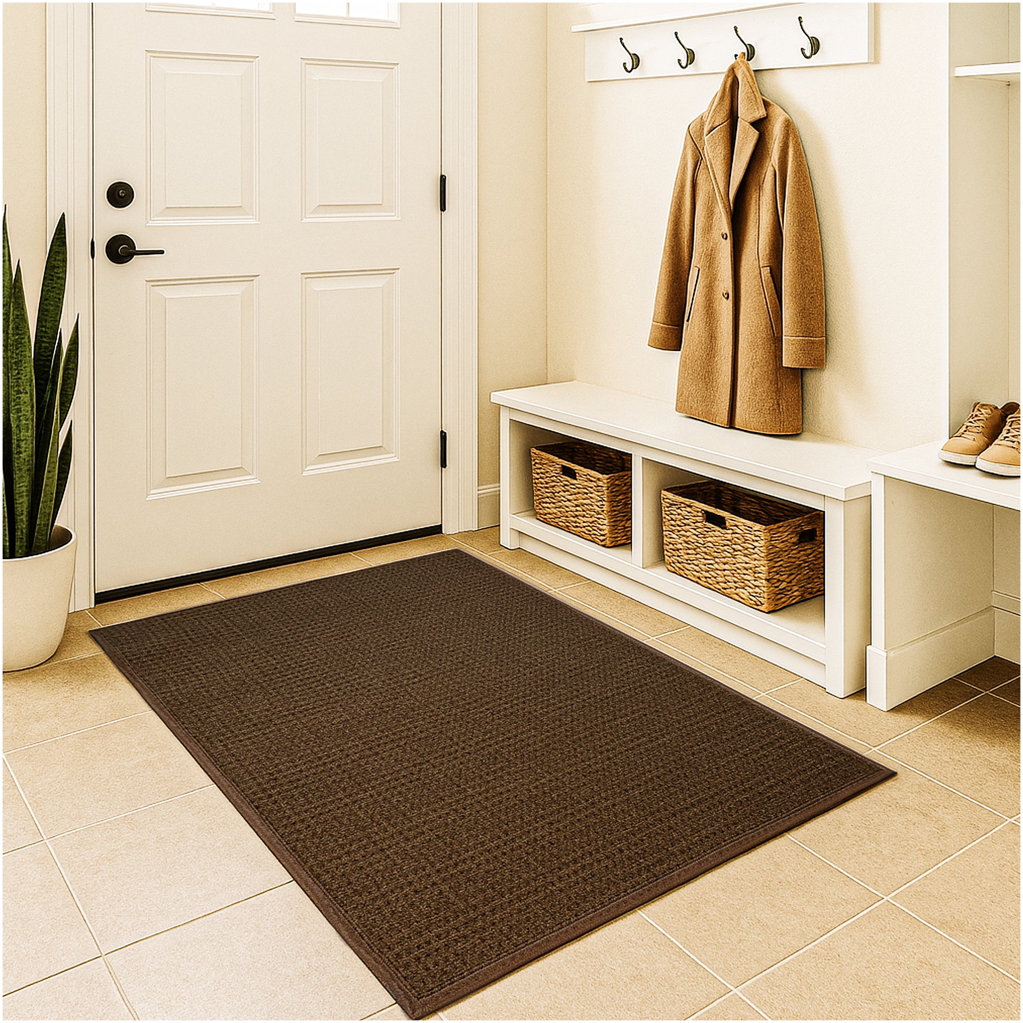 Interlace Waffle Pattern Indoor & Outdoor Rug – Eco-Friendly PET Fiber, Custom Sizes