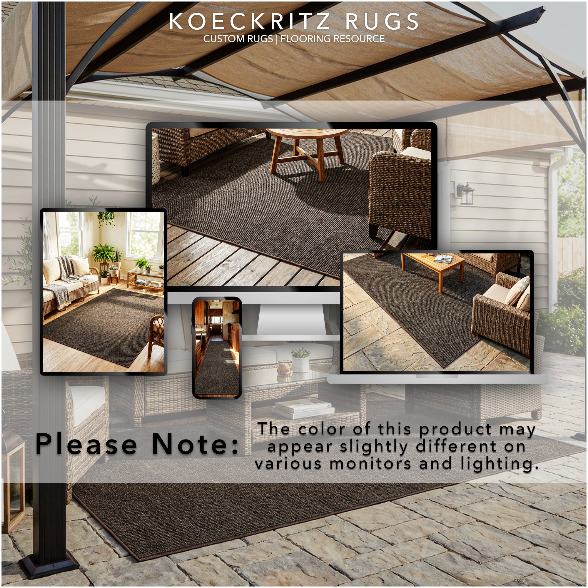 Wassaw Ribbed Indoor/Outdoor Area Rug – Lightweight PET Fiber, 6 Colors
