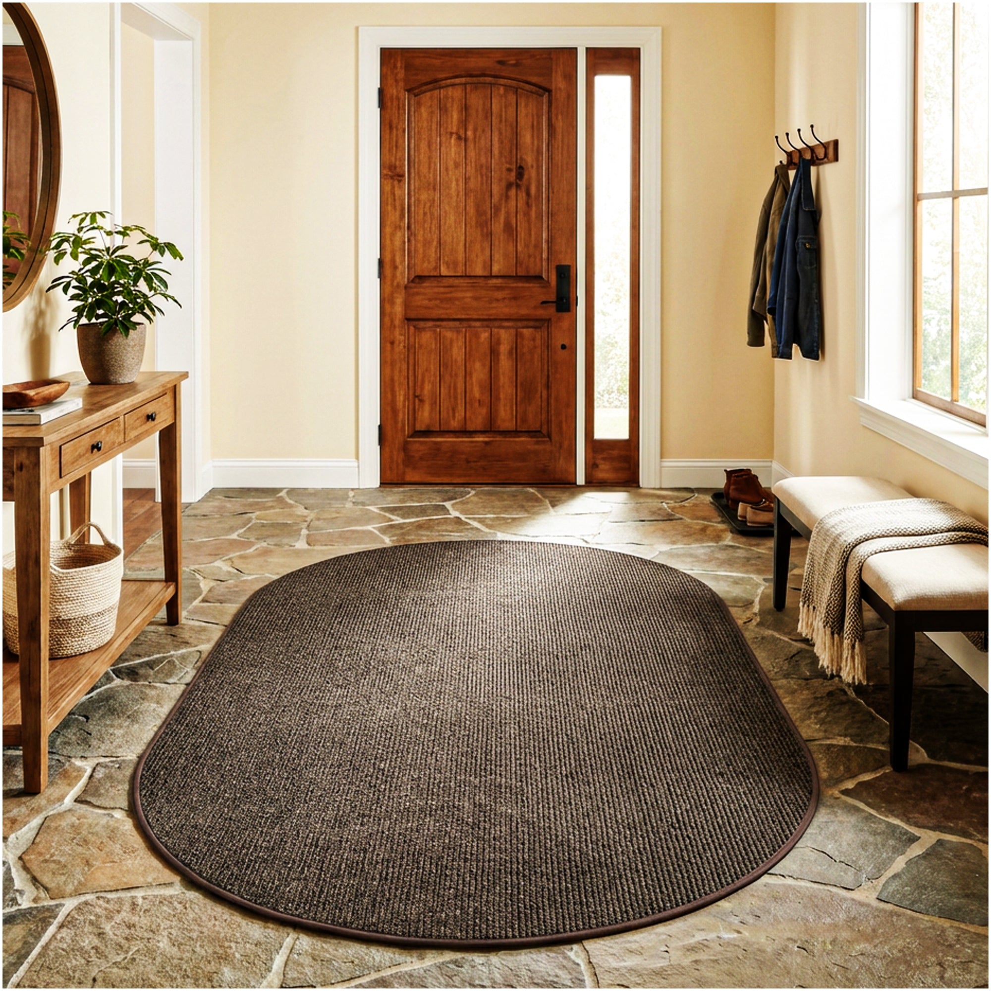 Wassaw Ribbed Indoor/Outdoor Area Rug – Lightweight PET Fiber, 6 Colors