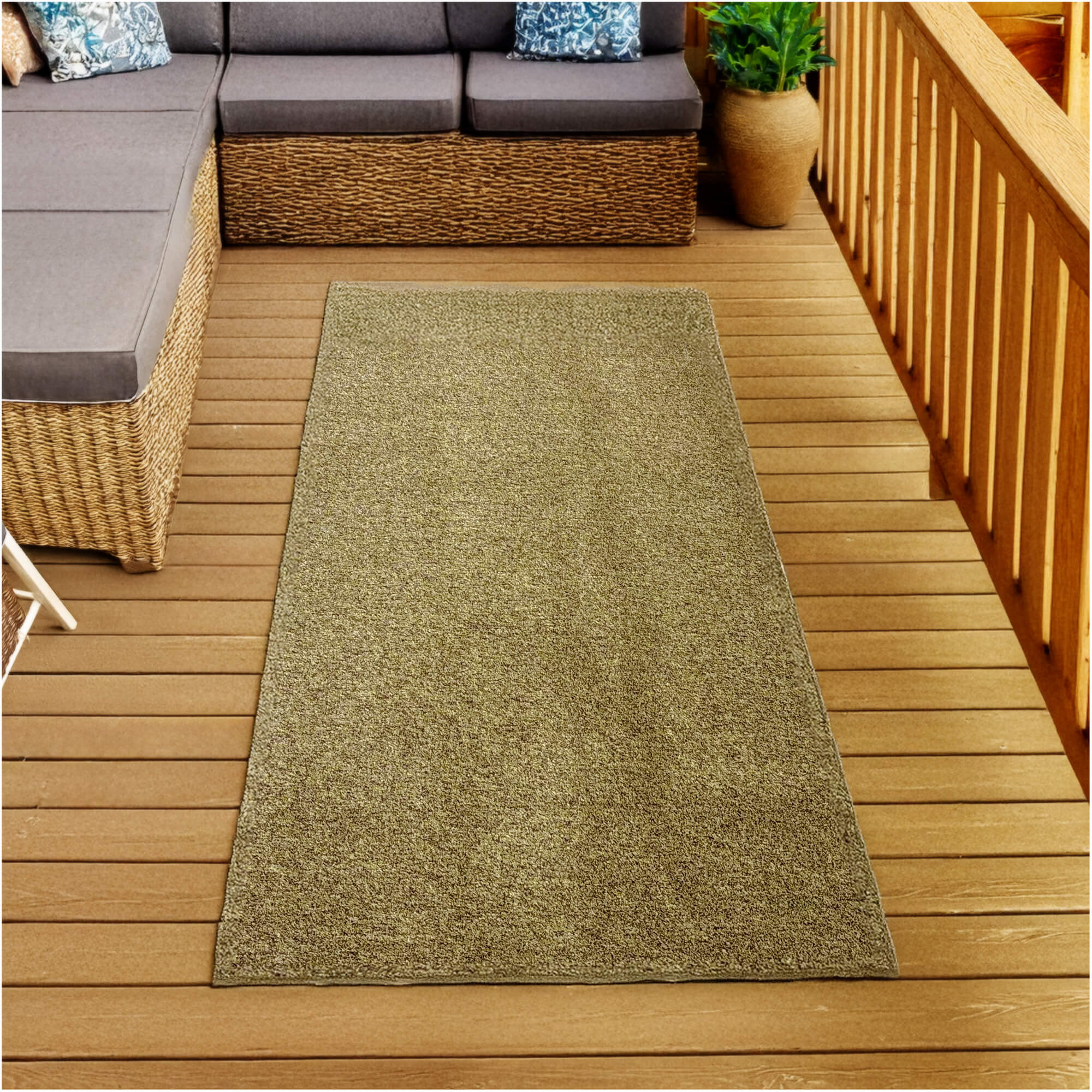 Cabana Tweed Artificial Grass Turf Rug – 3/8” Thick Ultra Turf Carpet, Custom Size, 7 Colors