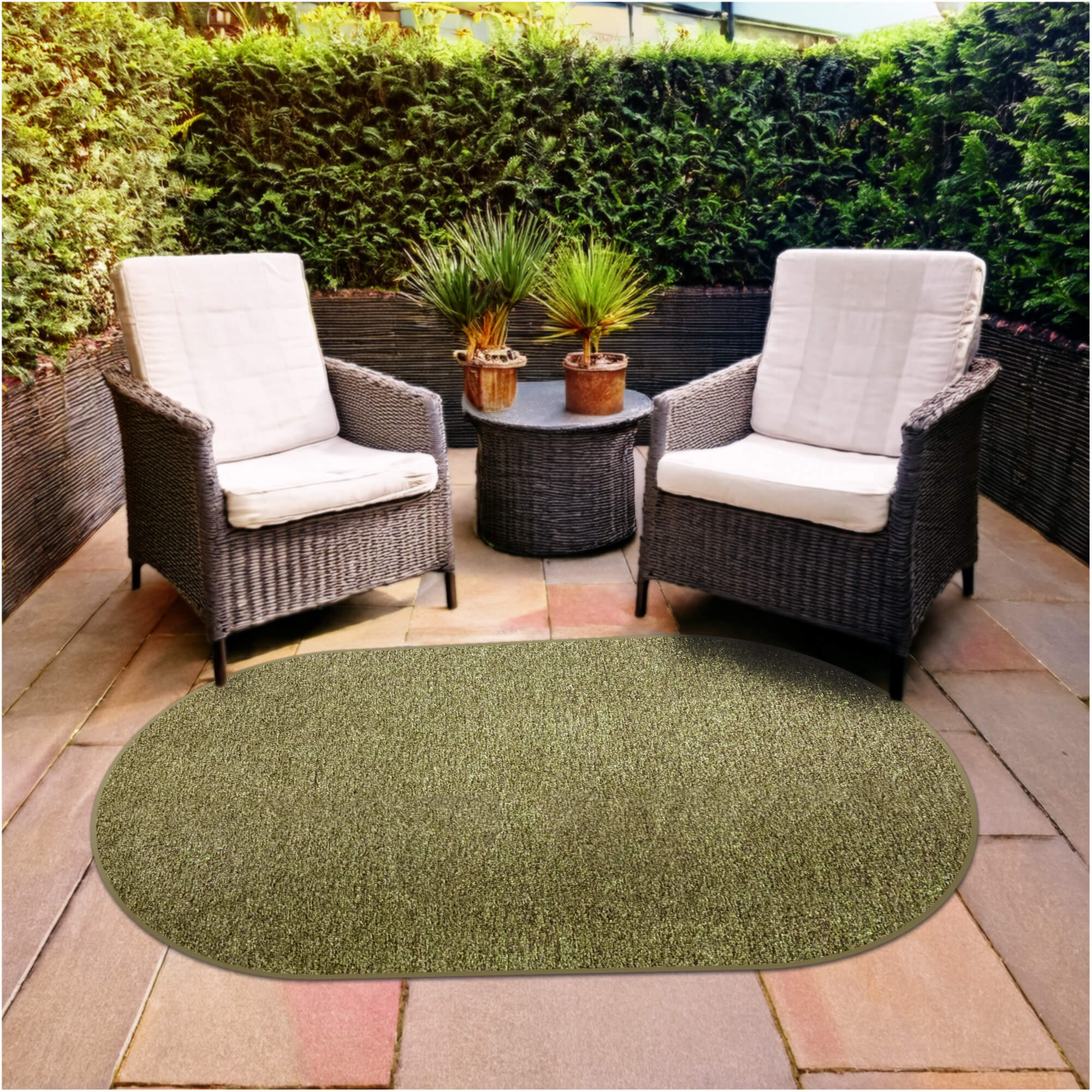 Cabana Tweed Artificial Grass Turf Rug – 3/8” Thick Ultra Turf Carpet, Custom Size, 7 Colors