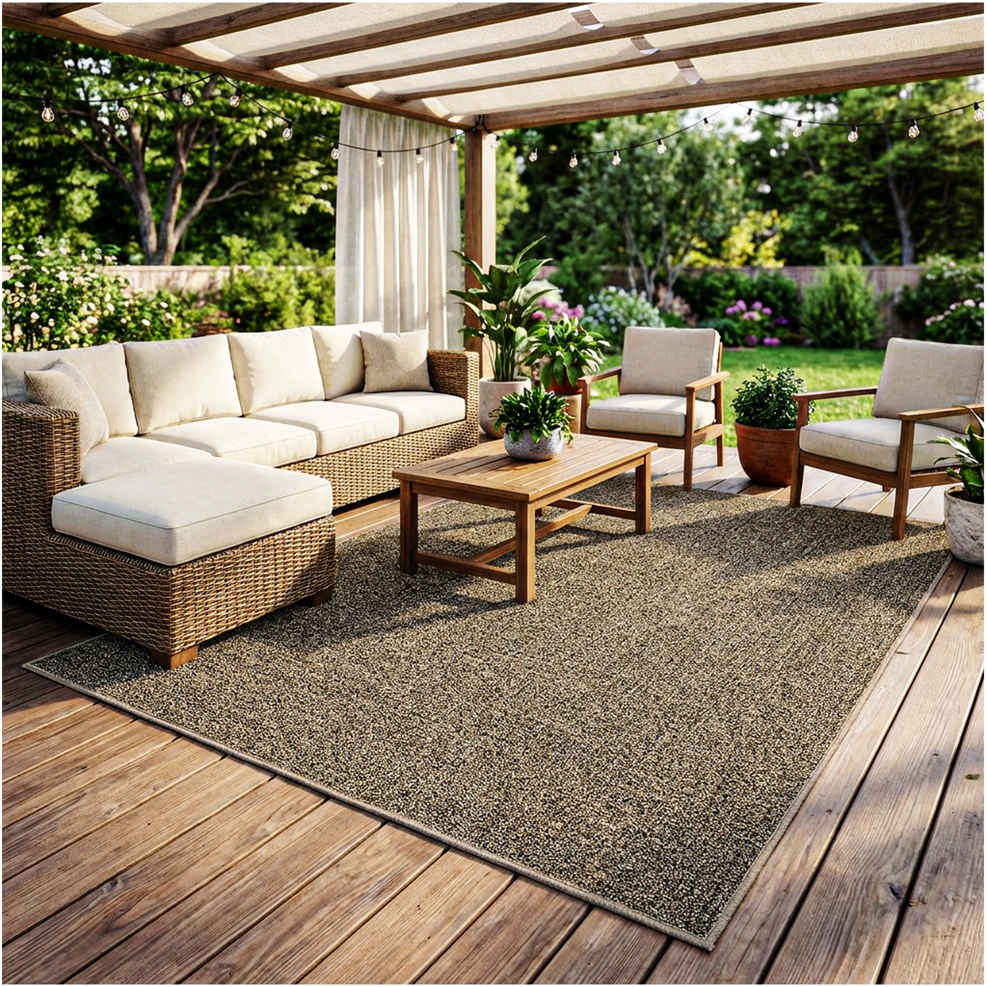 Casual Boucle Indoor/Outdoor Area Rug – Custom Sizes, 6 Colors