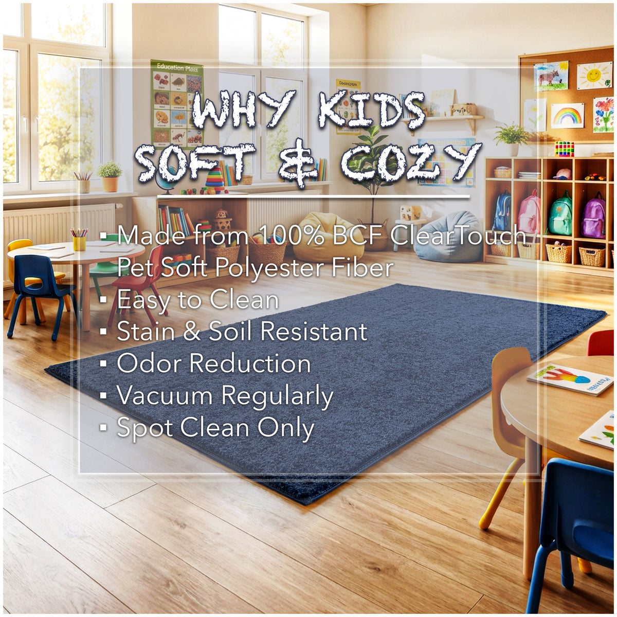 Kid Crossing Soft Area Rug – Colorful Collection, Custom Sizes Available