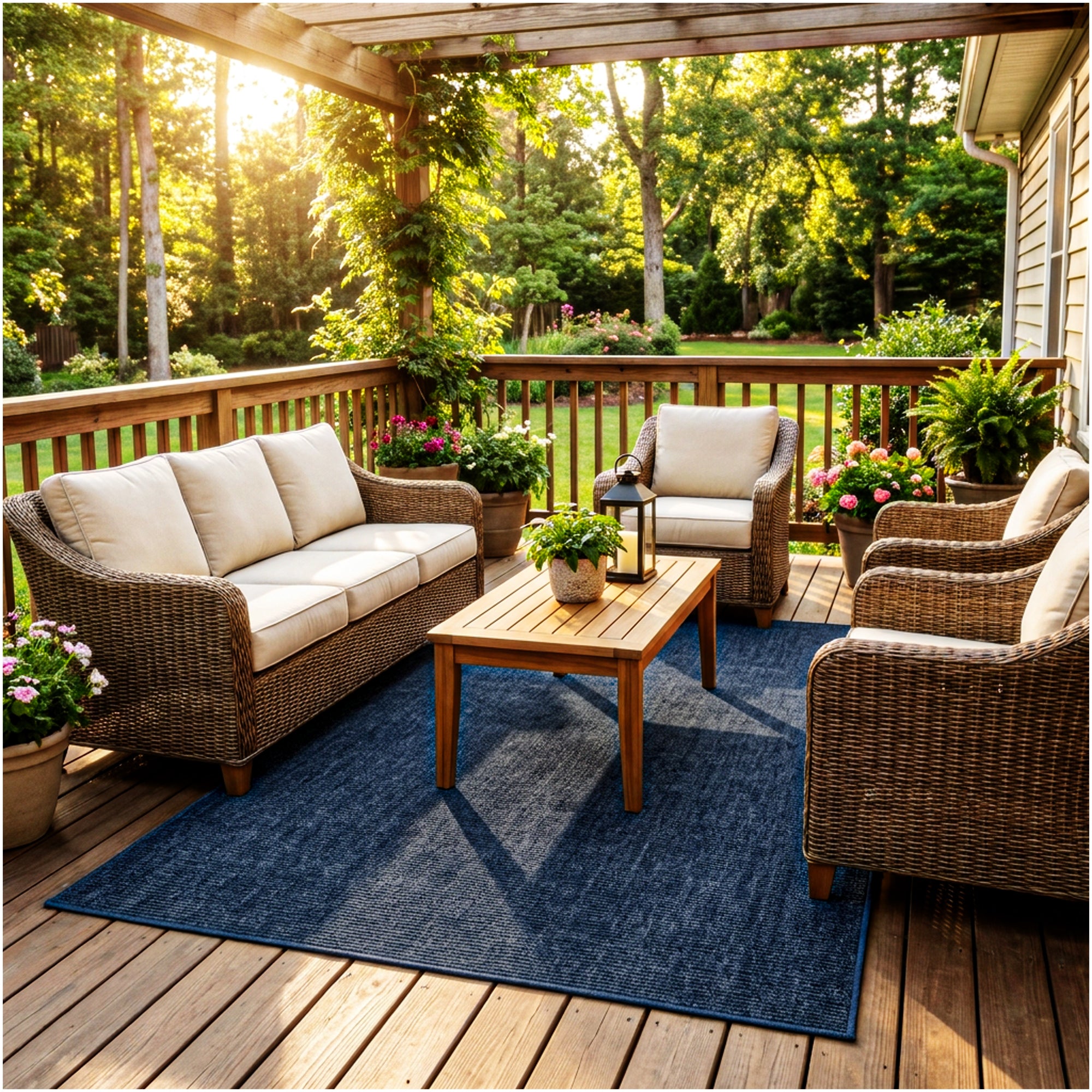 Wassaw Ribbed Indoor/Outdoor Area Rug – Lightweight PET Fiber, 6 Colors