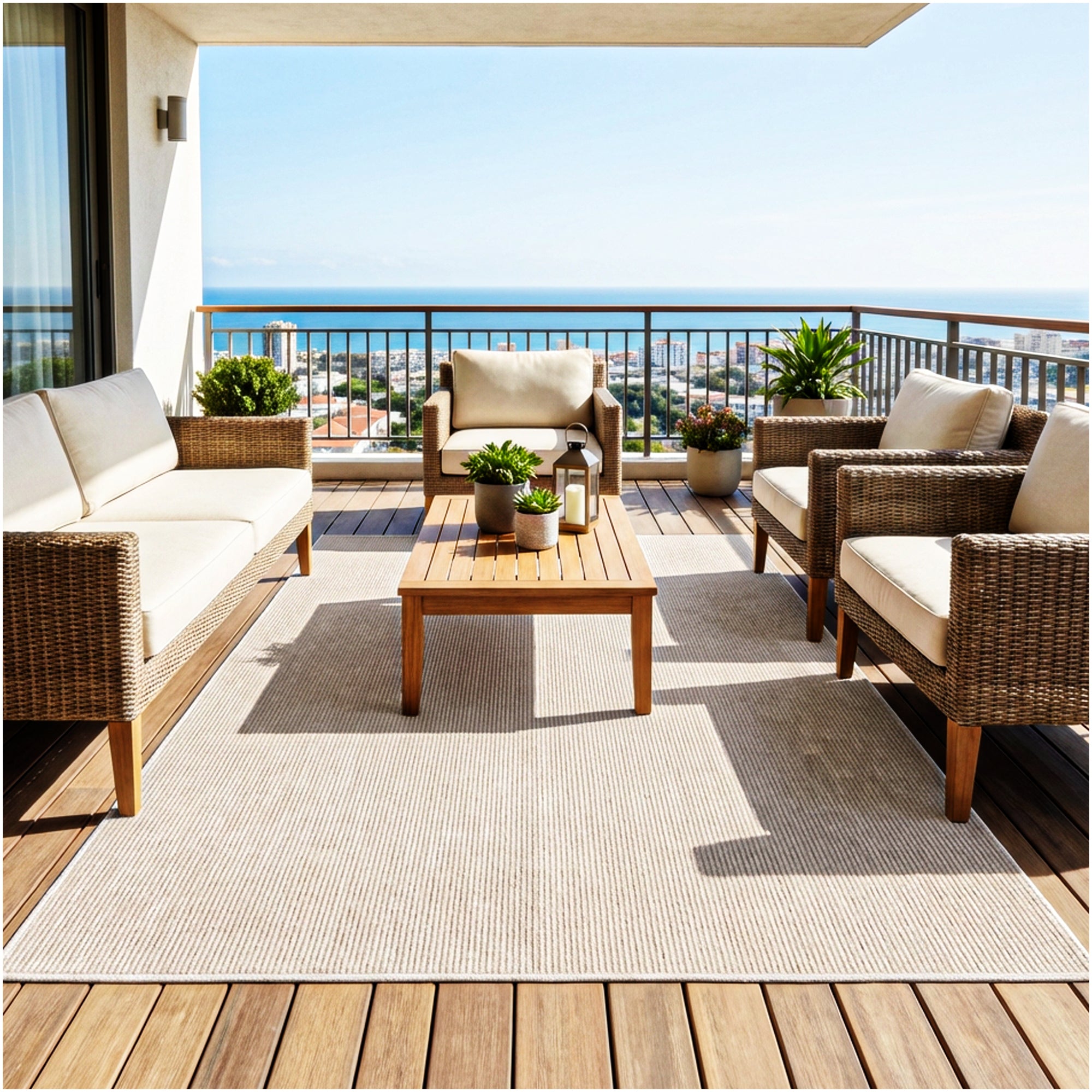 Wassaw Ribbed Indoor/Outdoor Area Rug – Lightweight PET Fiber, 6 Colors