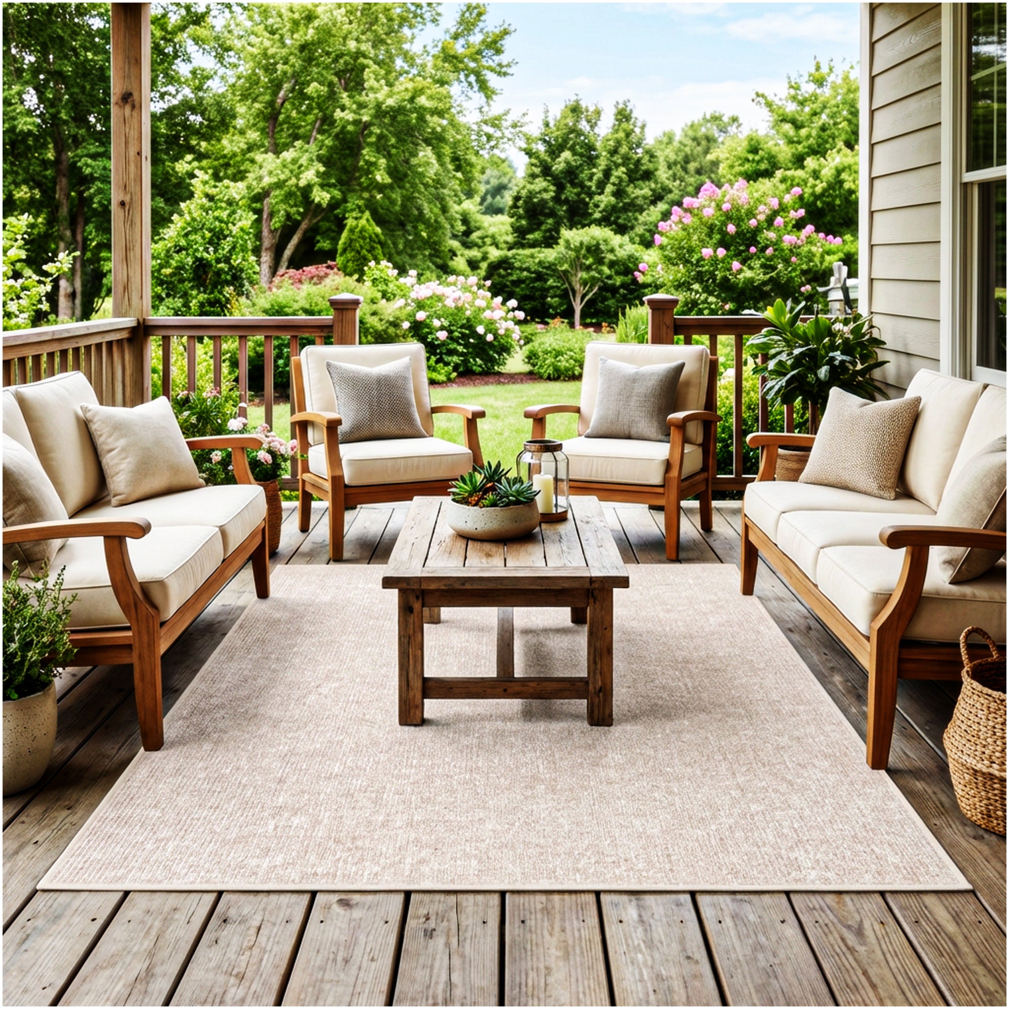 Wassaw Ribbed Indoor/Outdoor Area Rug – Lightweight PET Fiber, 6 Colors