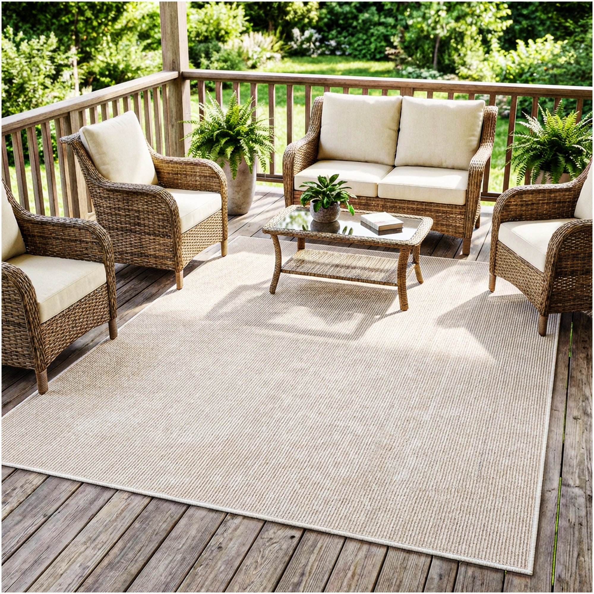Wassaw Ribbed Indoor/Outdoor Area Rug – Lightweight PET Fiber, 6 Colors