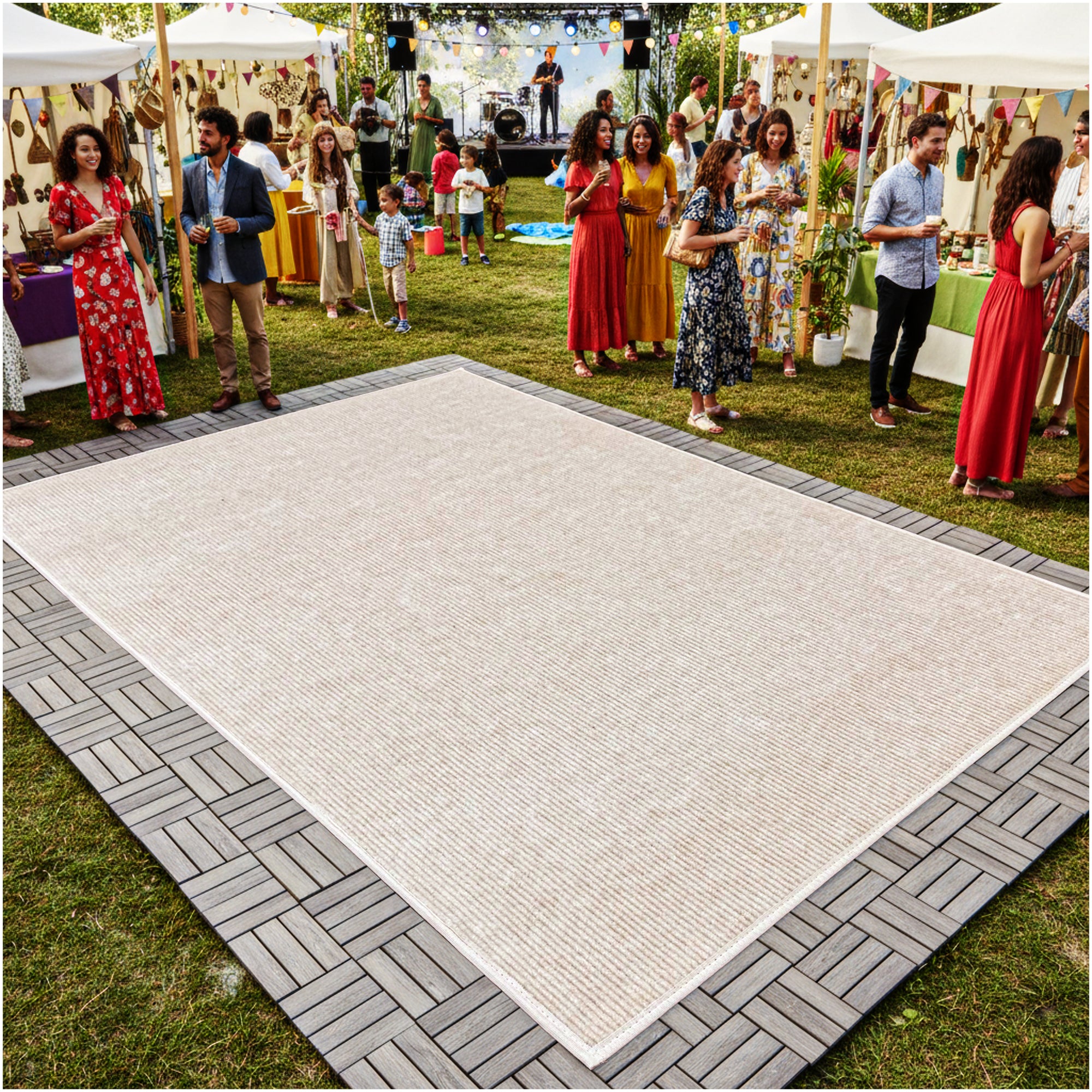 Off-White Ribbed Wedding Aisle Runner | Indoor/Outdoor Event Carpet
