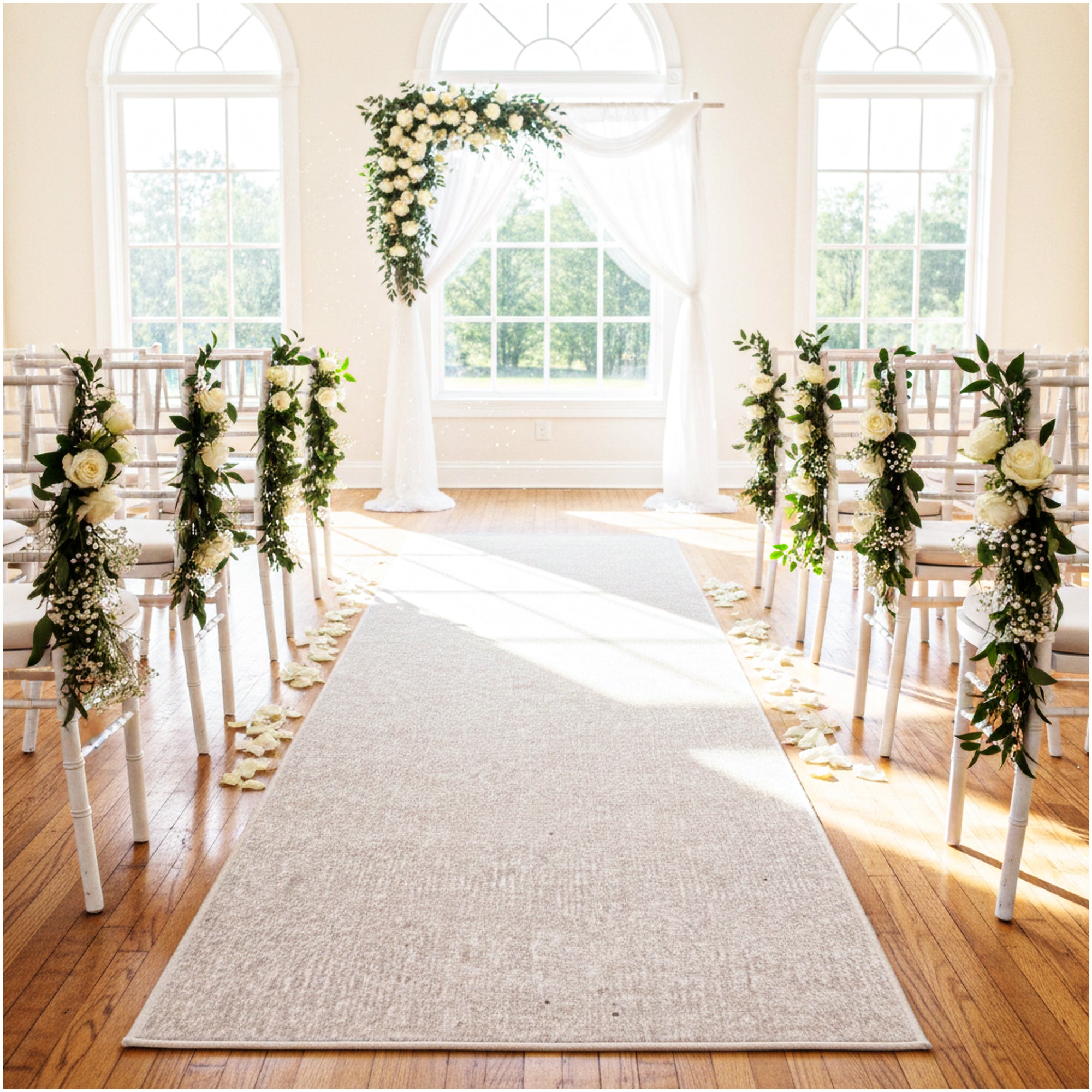 Off-White Ribbed Wedding Aisle Runner | Indoor/Outdoor Event Carpet