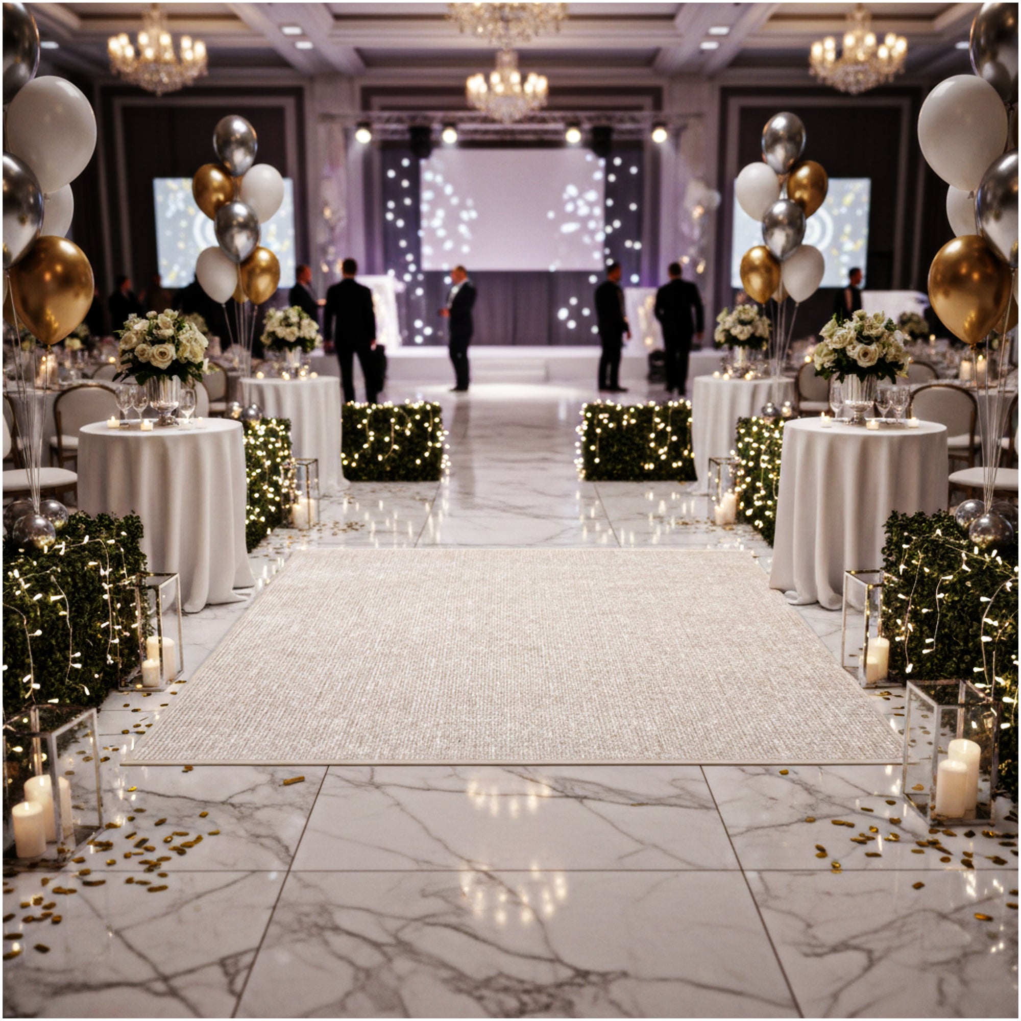 Off-White Ribbed Wedding Aisle Runner | Indoor/Outdoor Event Carpet