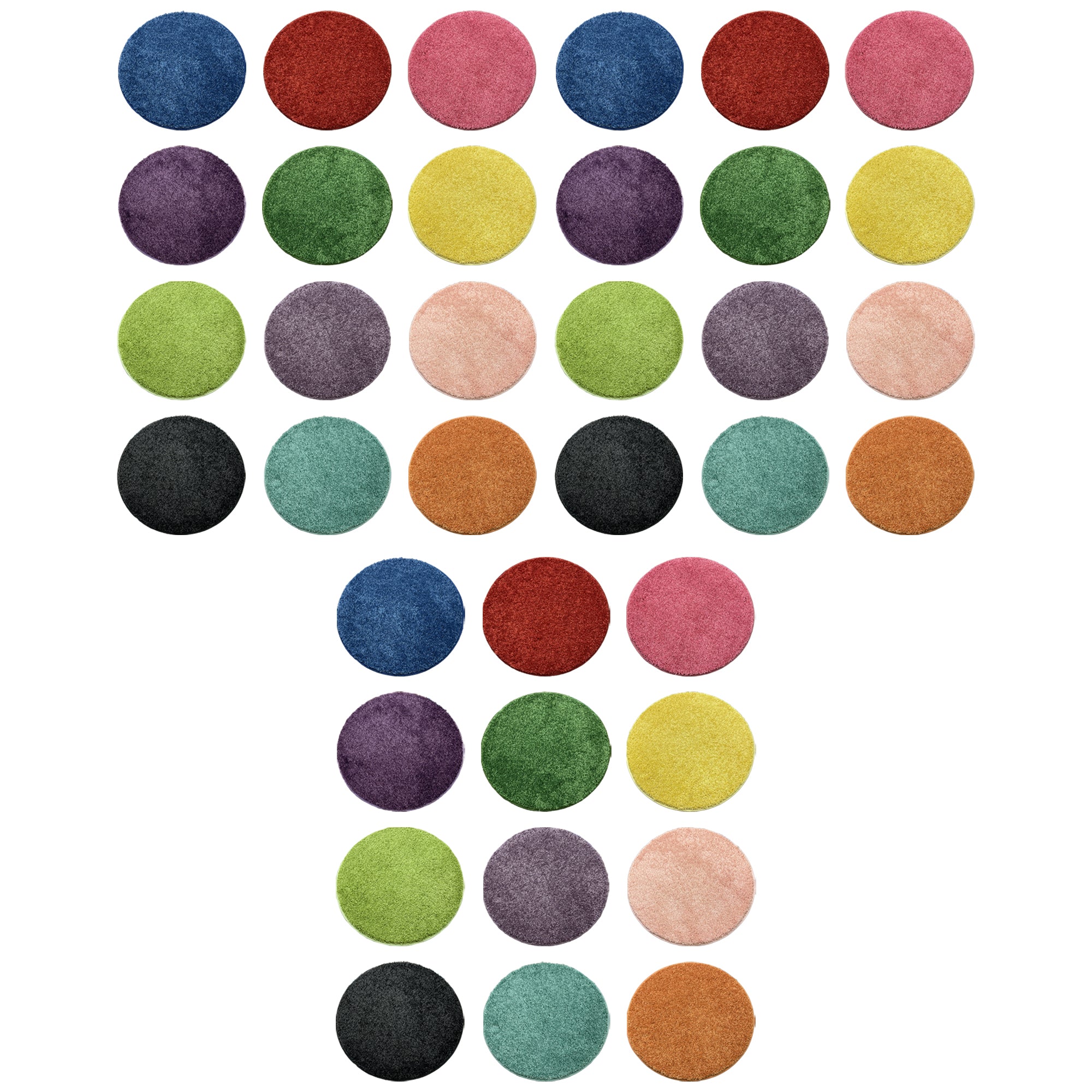 Children's Carpet Circle Seats – Rainbow Multi Set of 12, 18" Round Classroom Floor Cushions