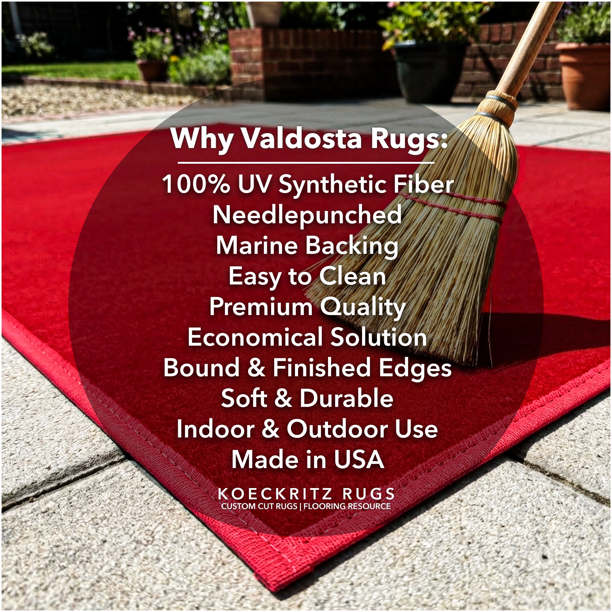 Valdosta Indoor Outdoor Carpet Rug – Durable, Soft, Custom Sizes