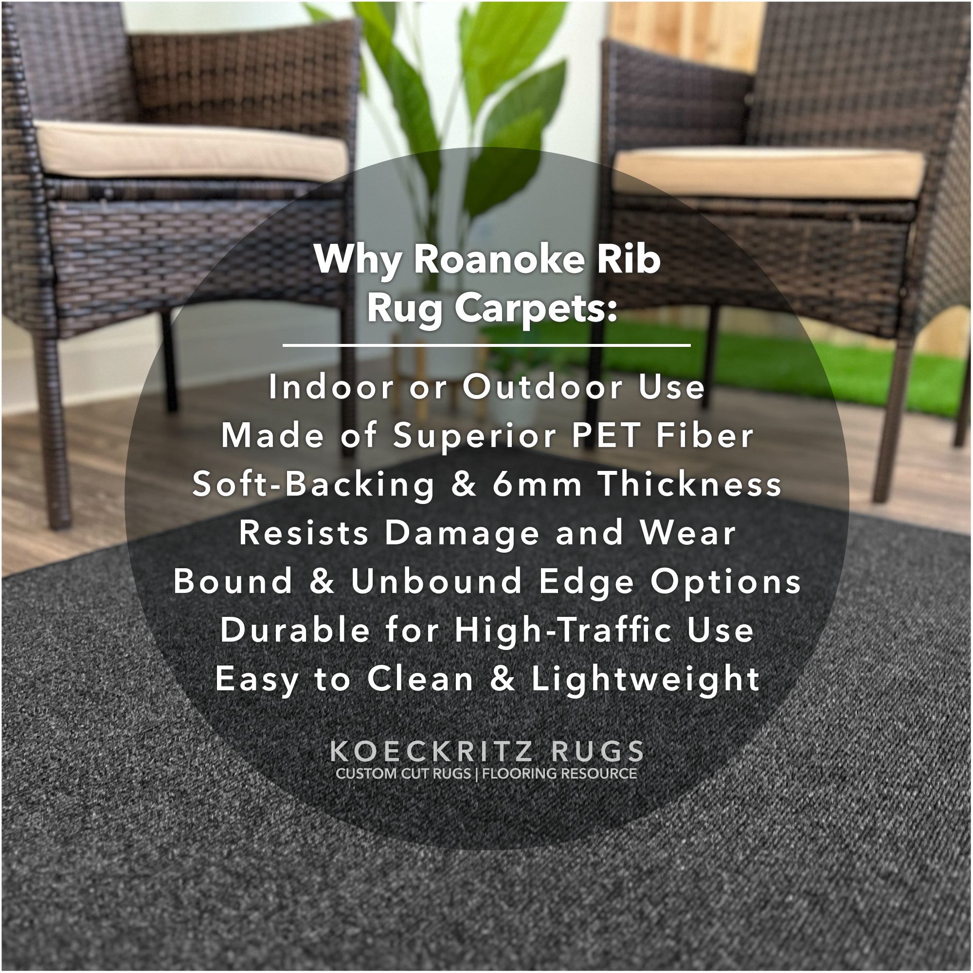 Roanoke Rib Indoor-Outdoor Area Rug in Custom Sizes - Sample