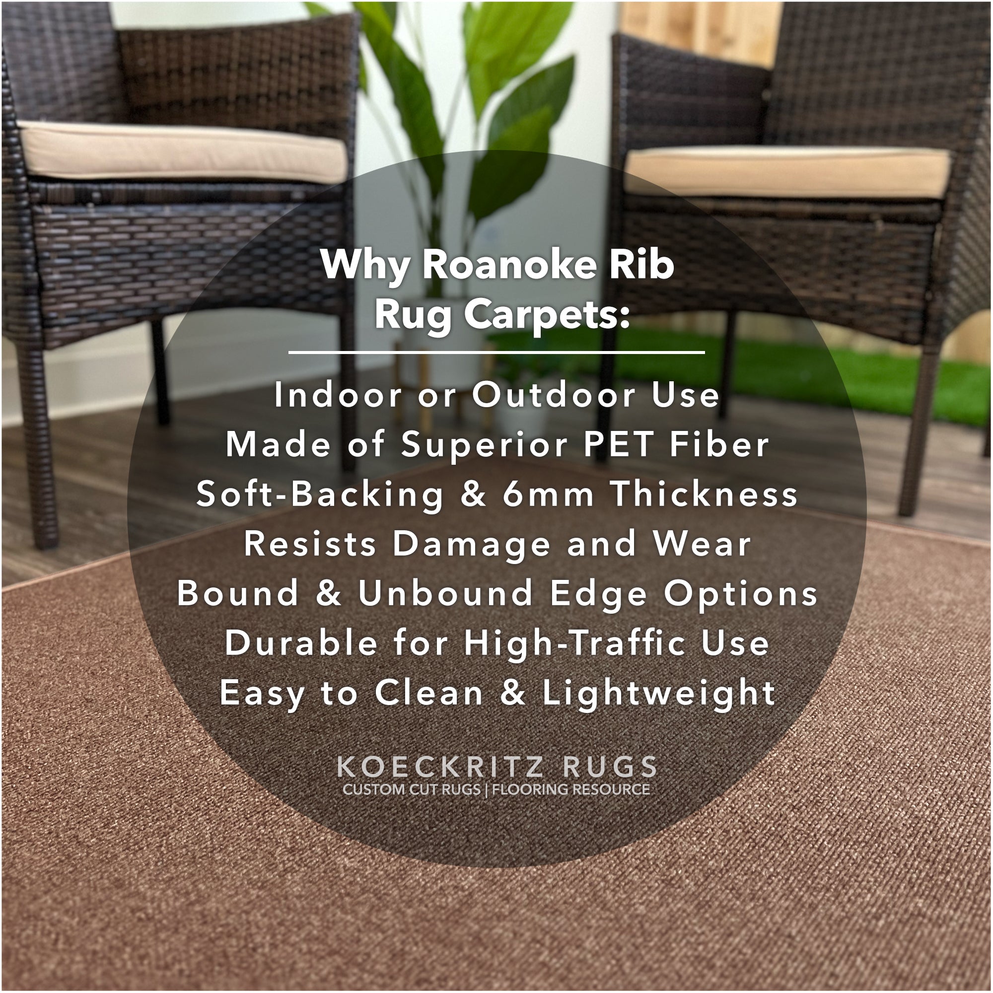 Roanoke Rib Indoor-Outdoor Area Rug in Custom Sizes - Sample