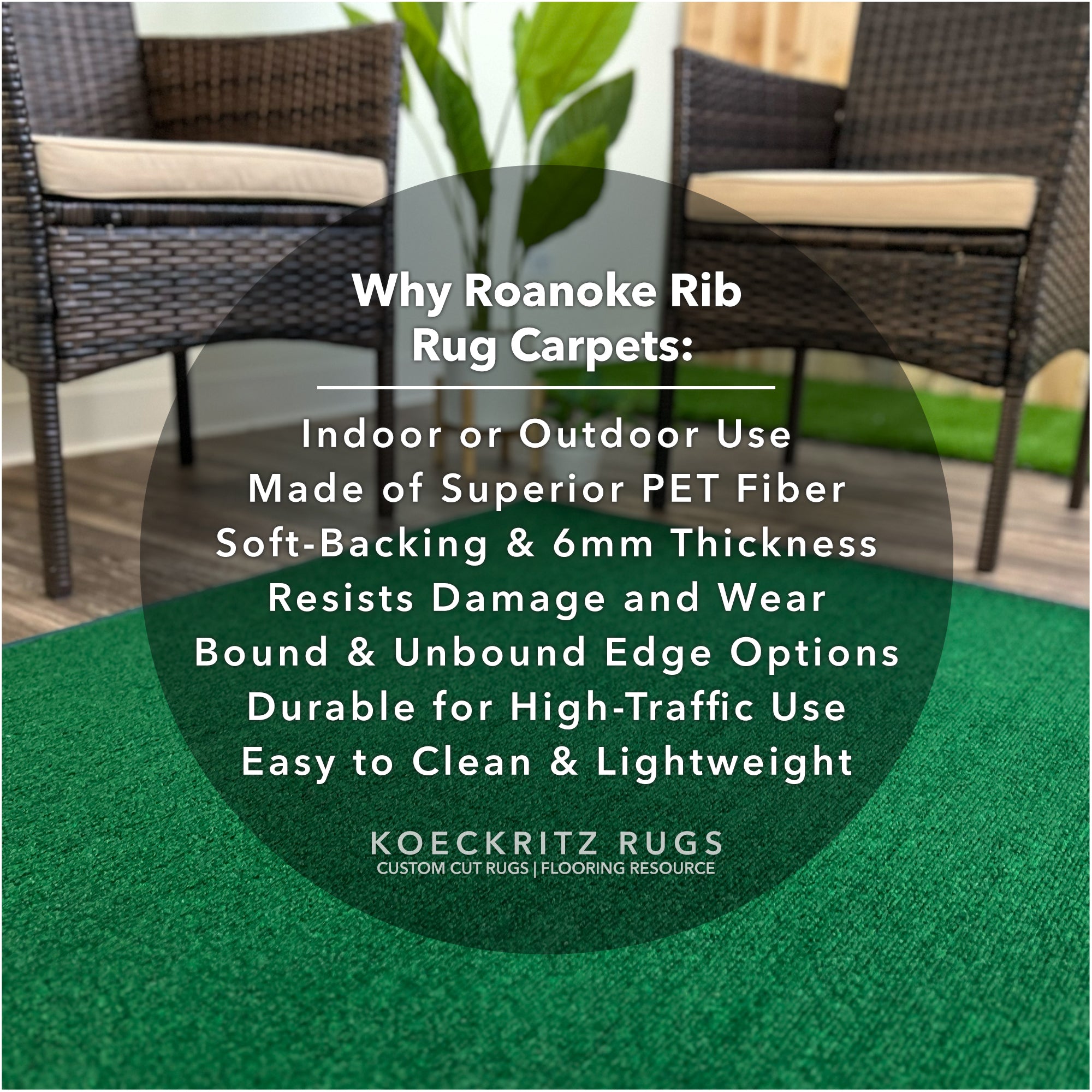 Roanoke Rib Indoor-Outdoor Area Rug in Custom Sizes - Sample