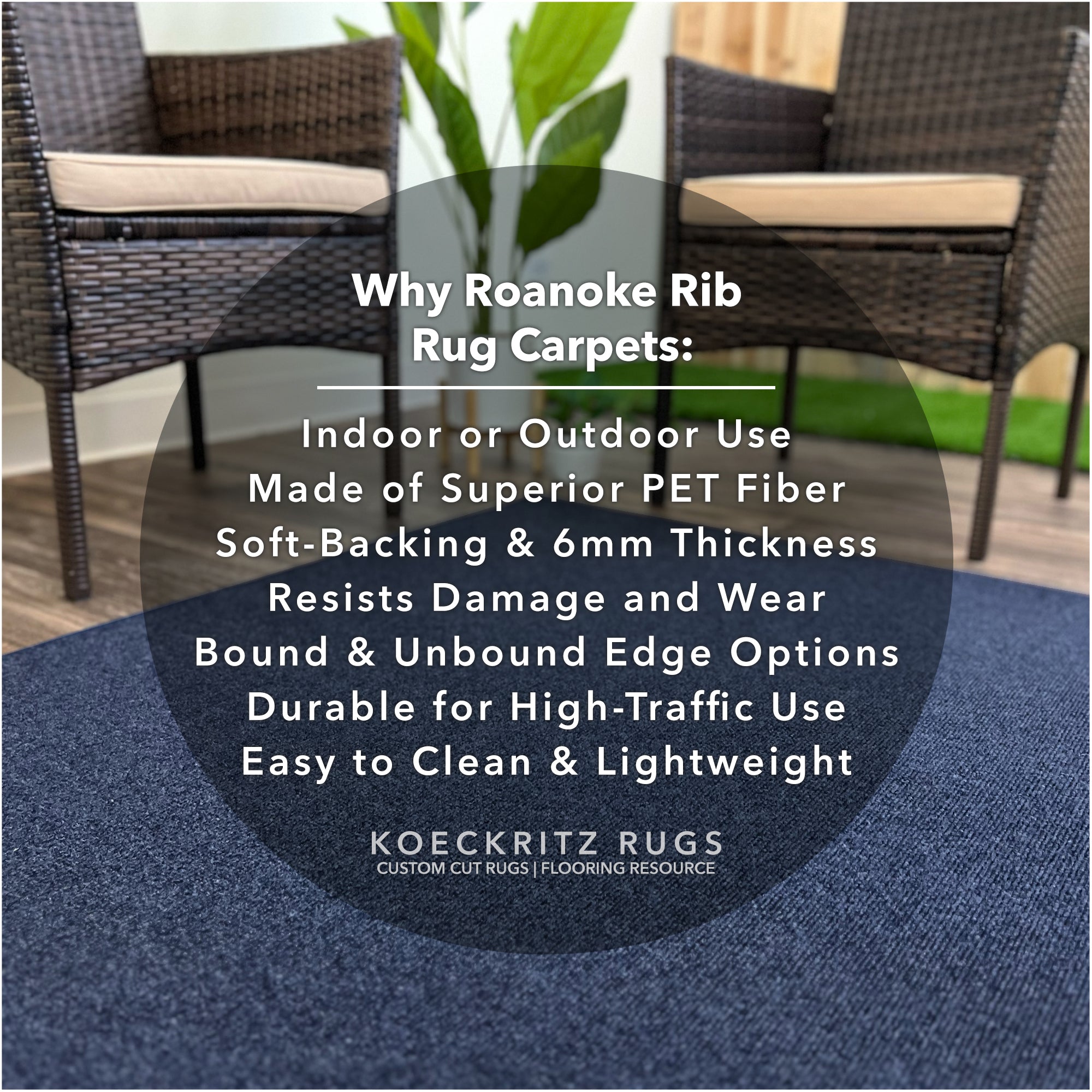 Roanoke Rib Indoor-Outdoor Area Rug in Custom Sizes - Sample