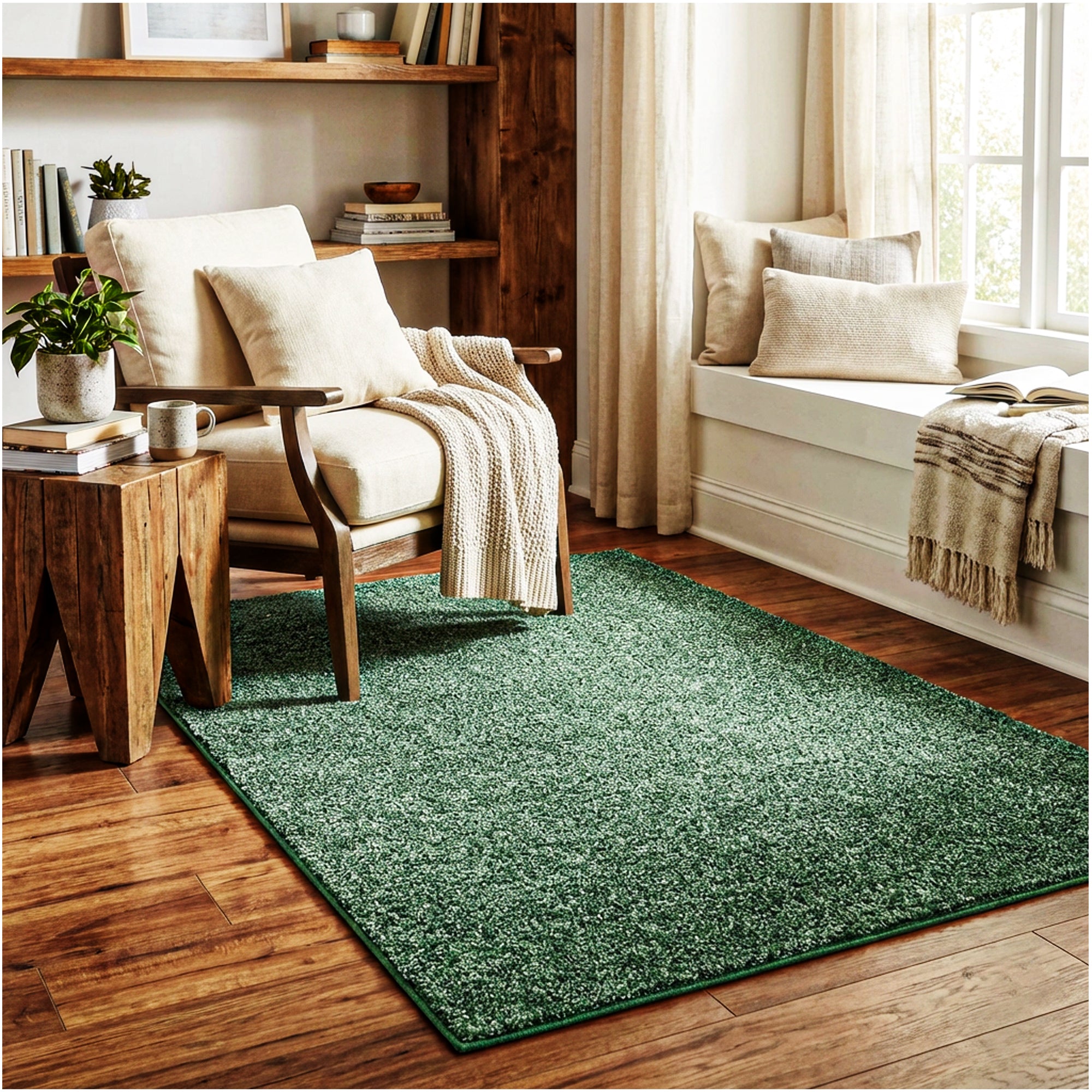 Full Court Indoor Frieze Area Rug – 25 oz Plush Pile, 2 Colors