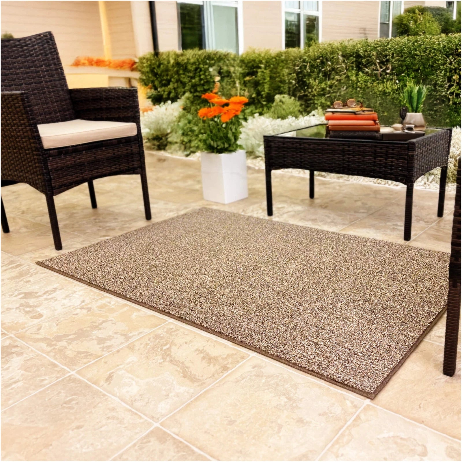 Cabana Tweed Artificial Grass Turf Rug – 3/8” Thick Ultra Turf Carpet, Custom Size, 7 Colors