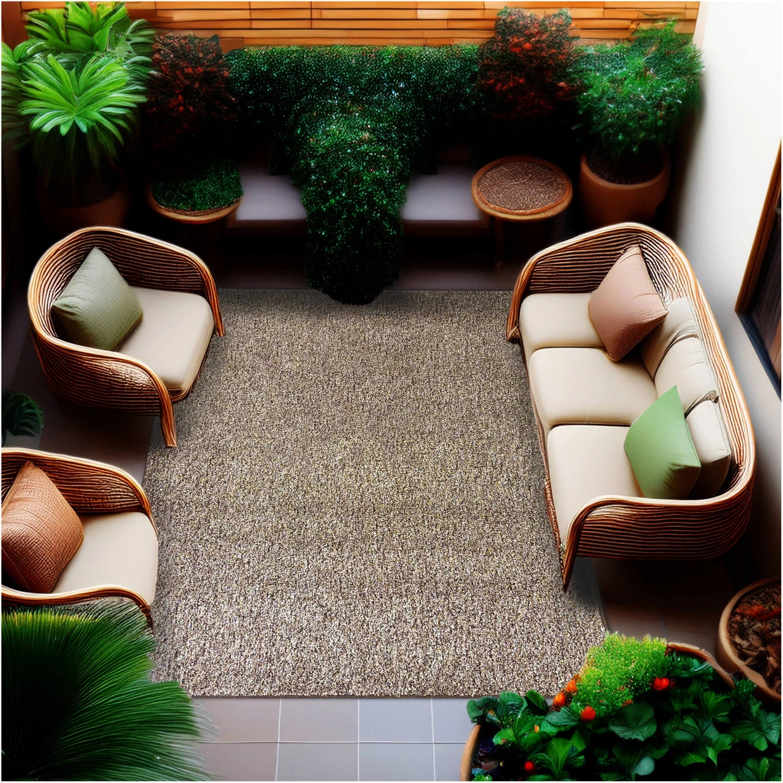Cabana Tweed Artificial Grass Turf Rug – 3/8” Thick Ultra Turf Carpet, Custom Size, 7 Colors