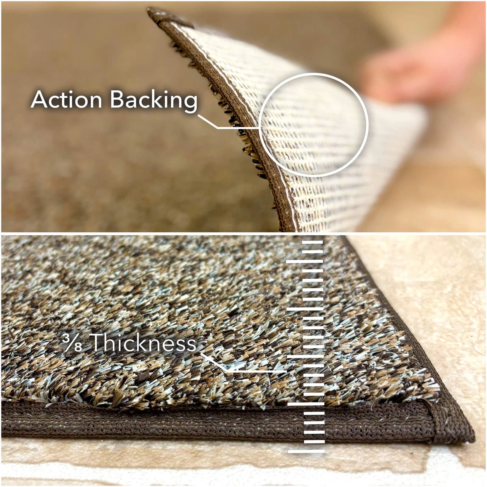 Cabana Tweed Artificial Grass Turf Rug – 3/8” Thick Ultra Turf Carpet, Custom Size, 7 Colors