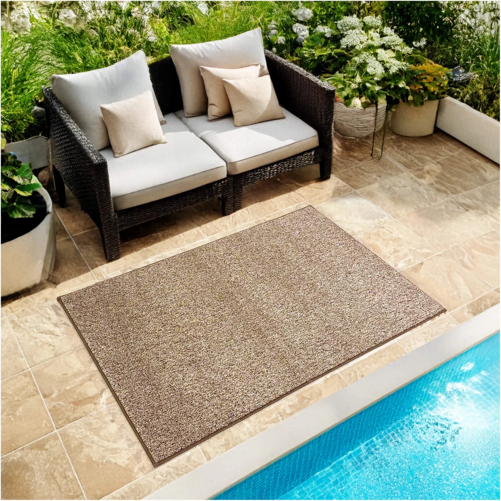 Cabana Tweed Artificial Grass Turf Rug – 3/8” Thick Ultra Turf Carpet, Custom Size, 7 Colors