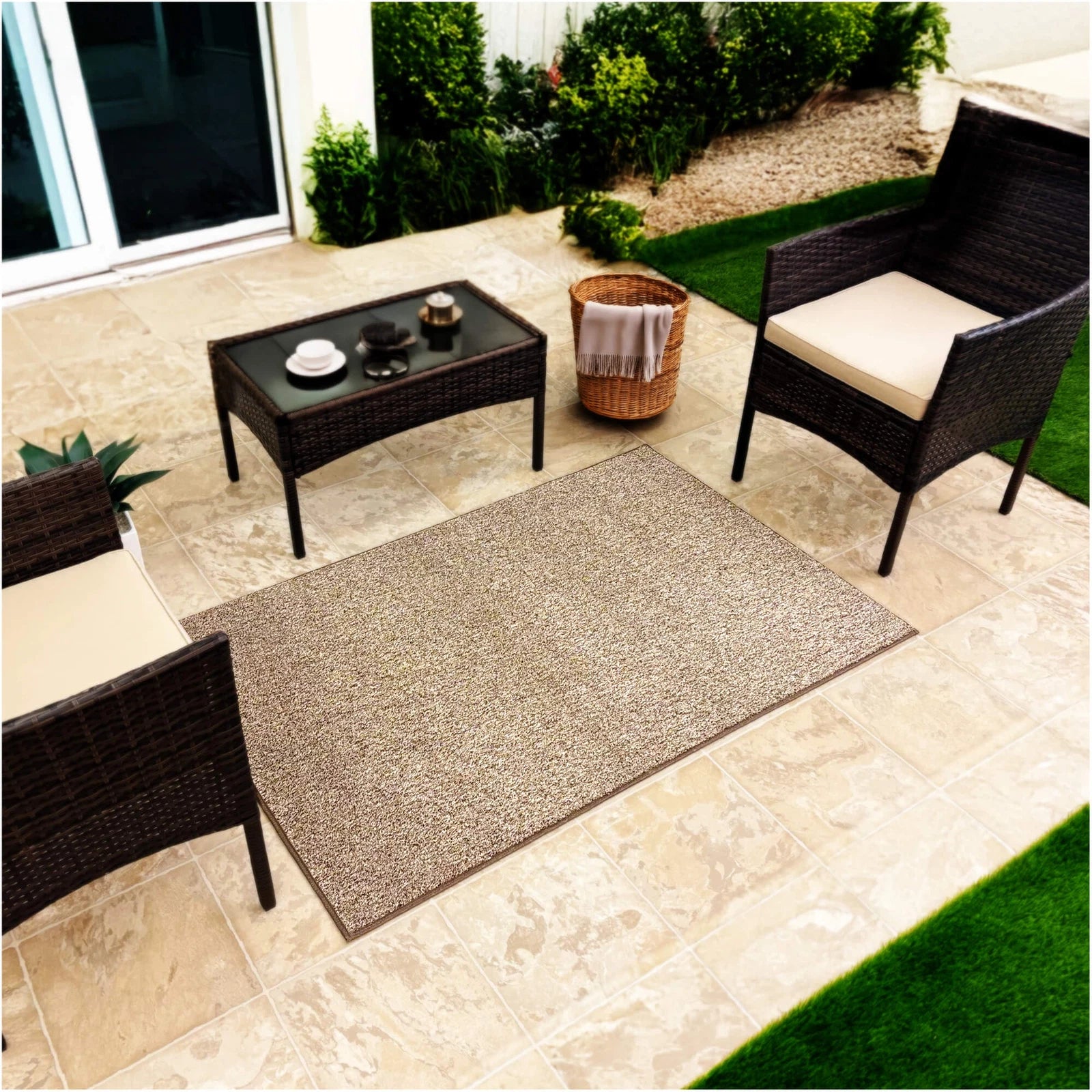 Cabana Tweed Artificial Grass Turf Rug – 3/8” Thick Ultra Turf Carpet, Custom Size, 7 Colors