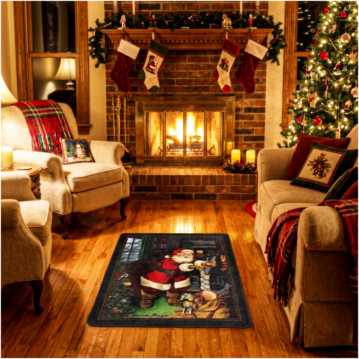 Santa's Visit Christmas Area Rug – Multiple Sizes