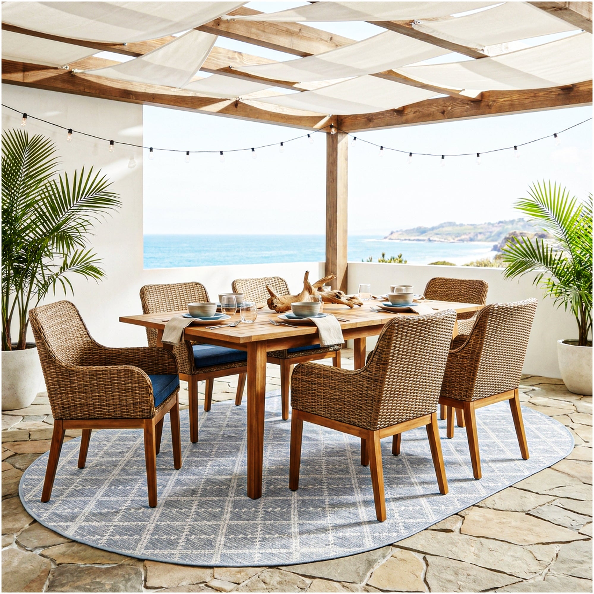 Sea Bright Sea Mist Blue Indoor-Outdoor Patio Area Rug – Custom Cut