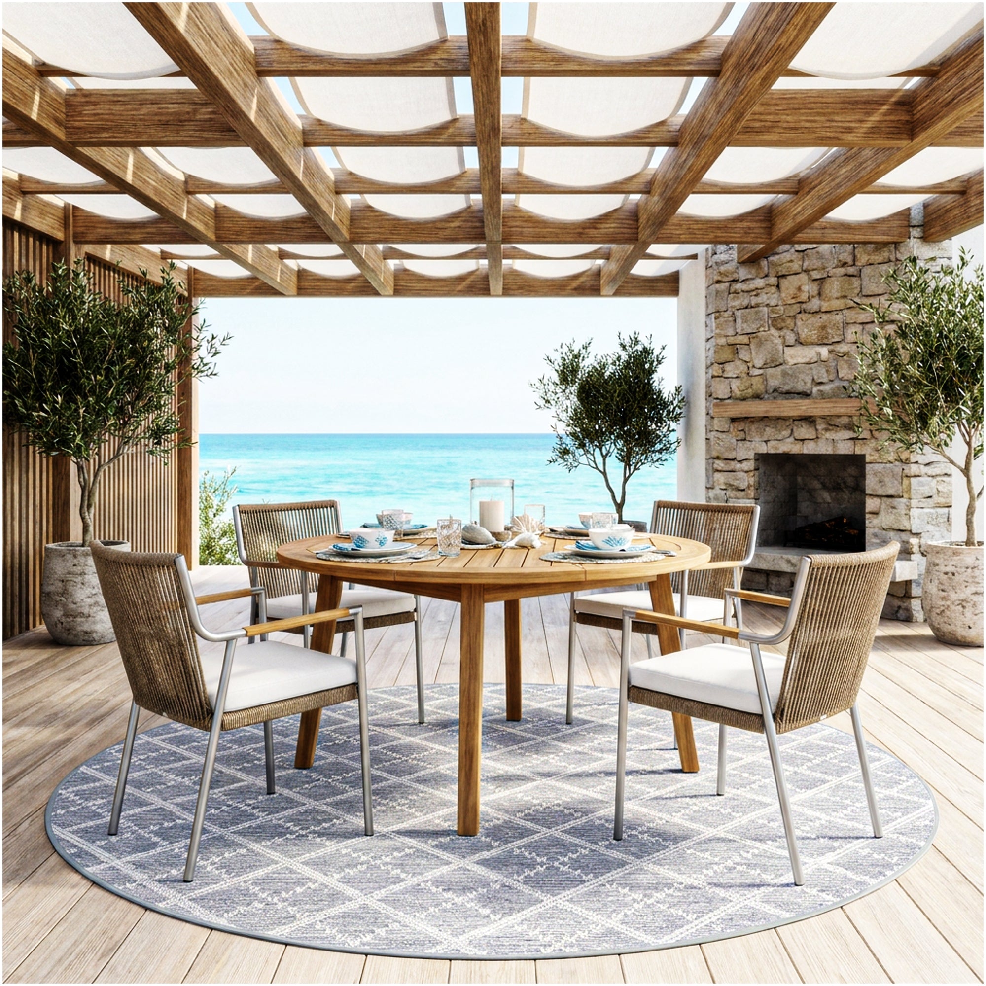 Sea Bright Sea Mist Blue Indoor-Outdoor Patio Area Rug – Custom Cut