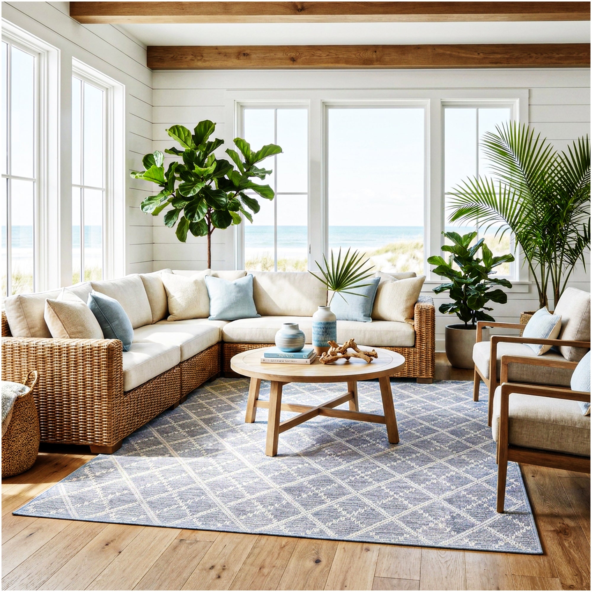 Sea Bright Sea Mist Blue Indoor-Outdoor Patio Area Rug – Custom Cut