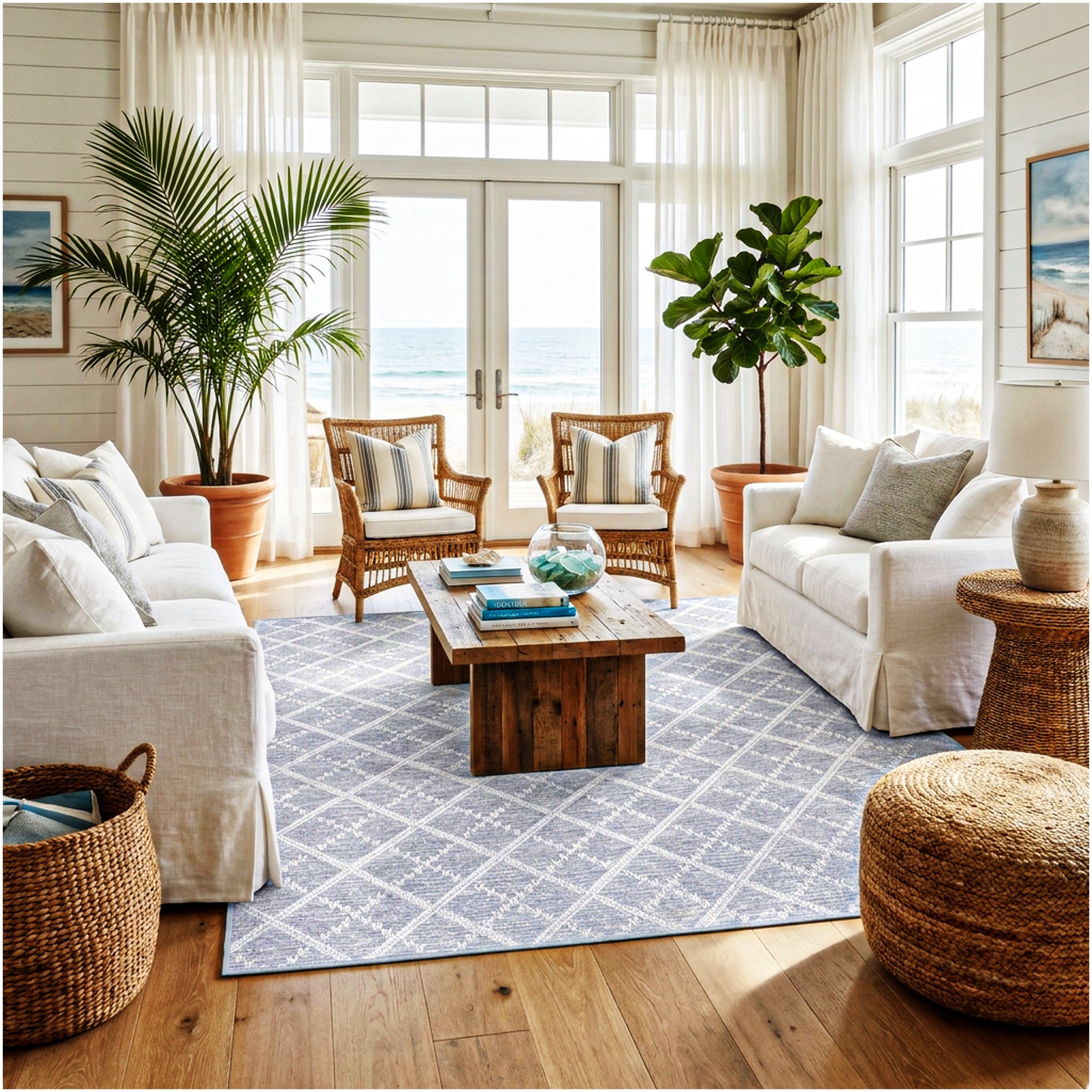 Sea Bright Sea Mist Blue Indoor-Outdoor Patio Area Rug – Custom Cut