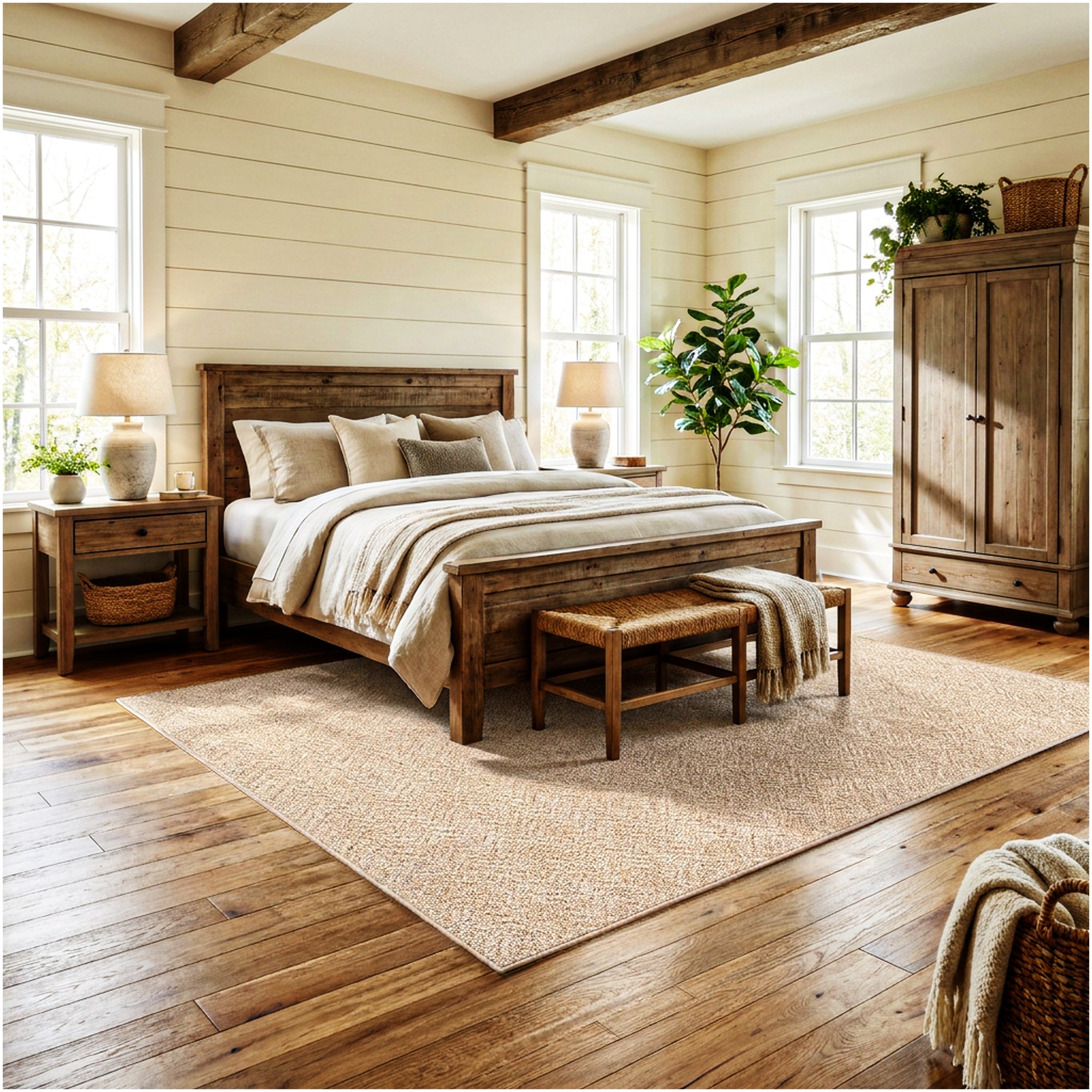 Neutral Geometric Weave Indoor Area Rug | Standard Sizes & Colors