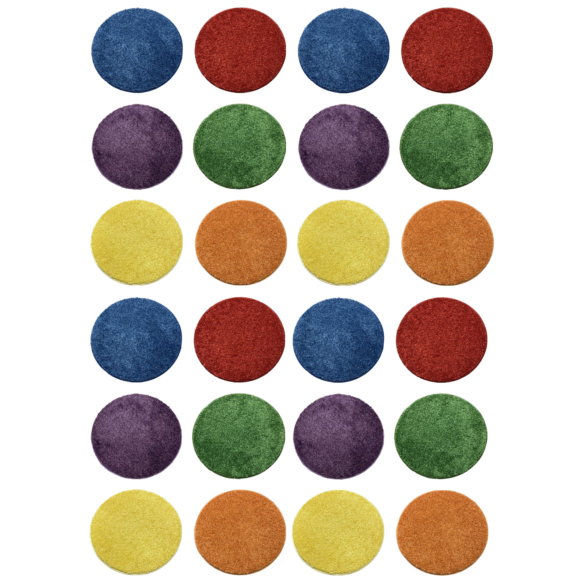 Children’s Carpet Circle Seats – Secondary Color Wheel, 18” Round Classroom Floor Cushions