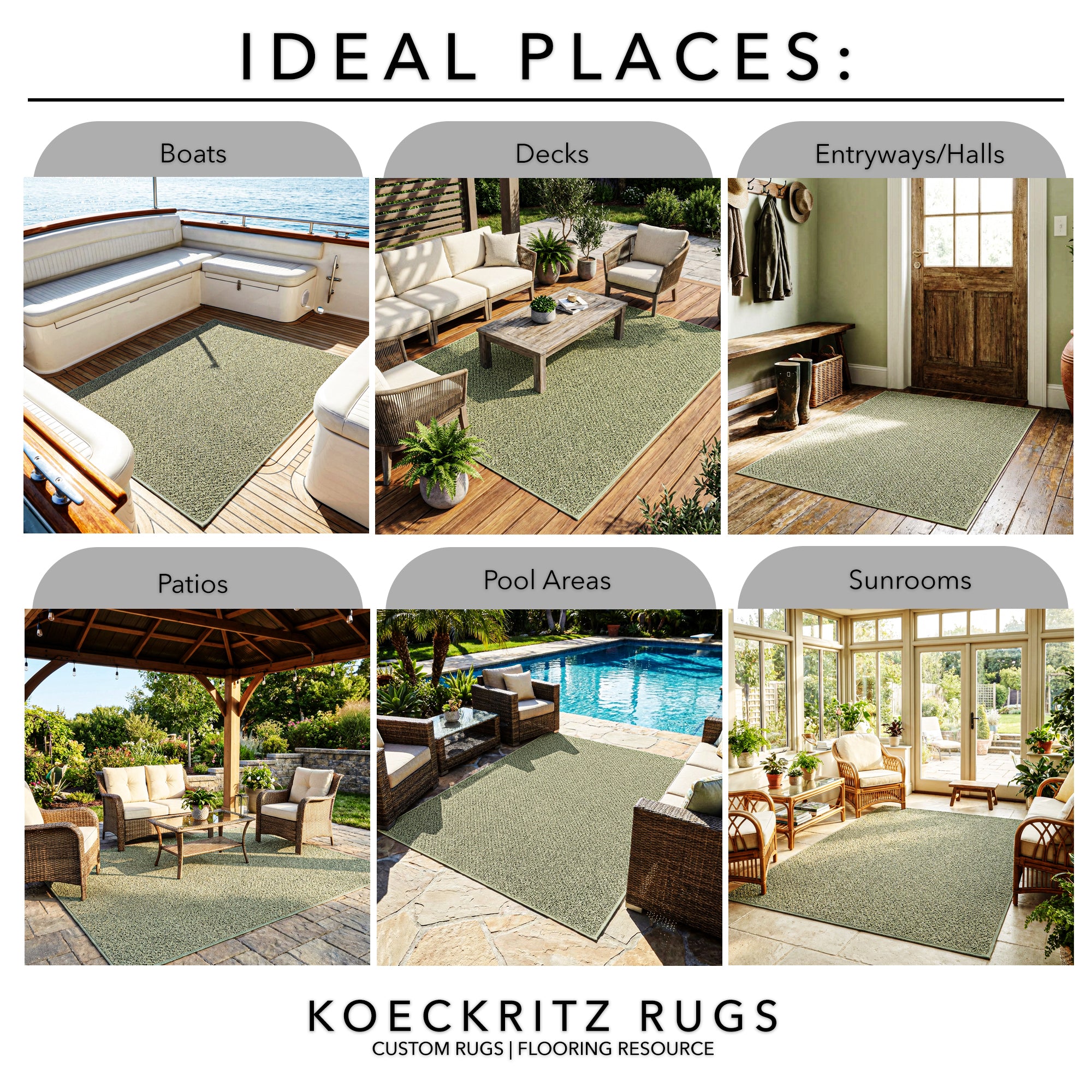 Natural Path Indoor/Outdoor Area Rug – Custom Sizes, 6 Colors