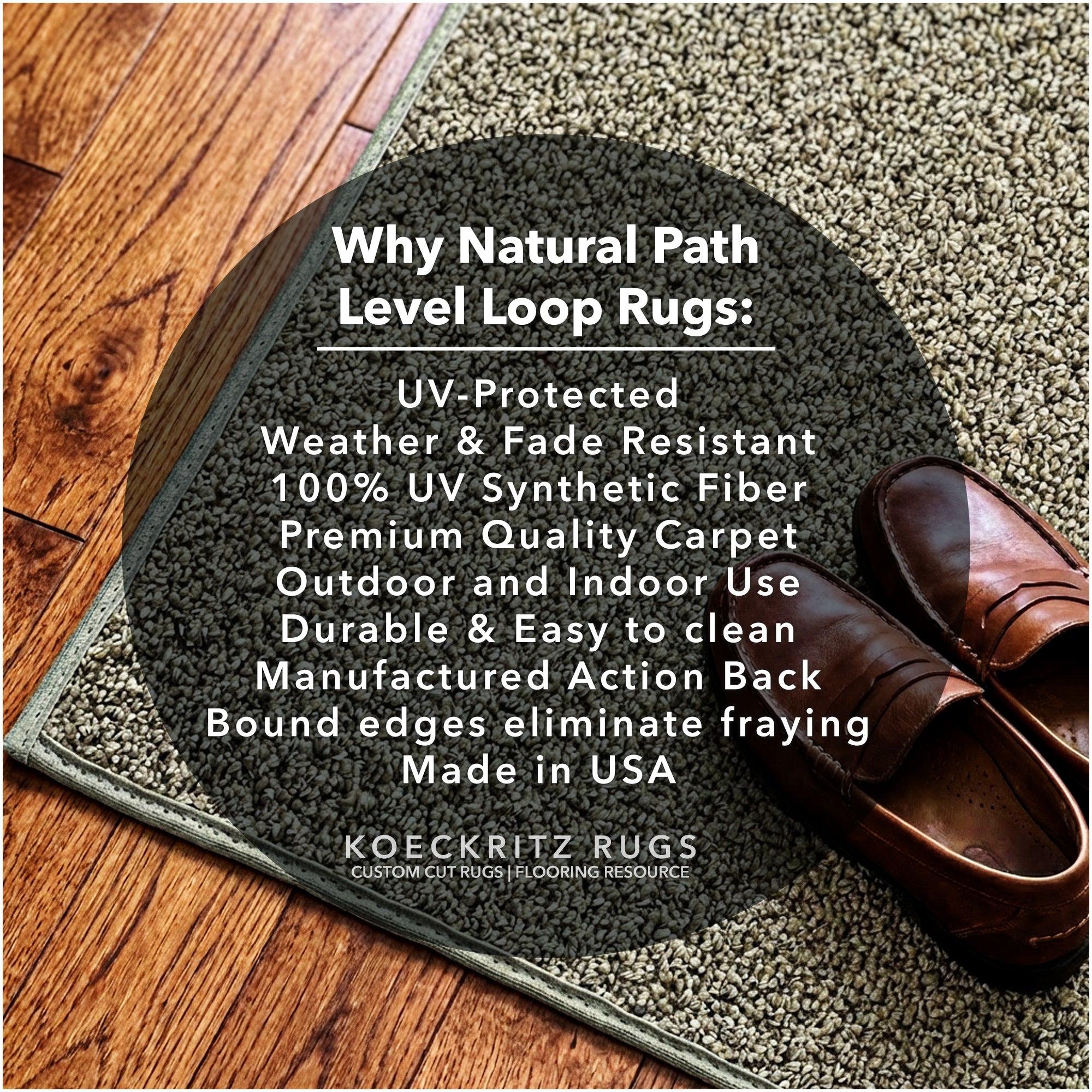 Natural Path Indoor/Outdoor Area Rug – Custom Sizes, 6 Colors
