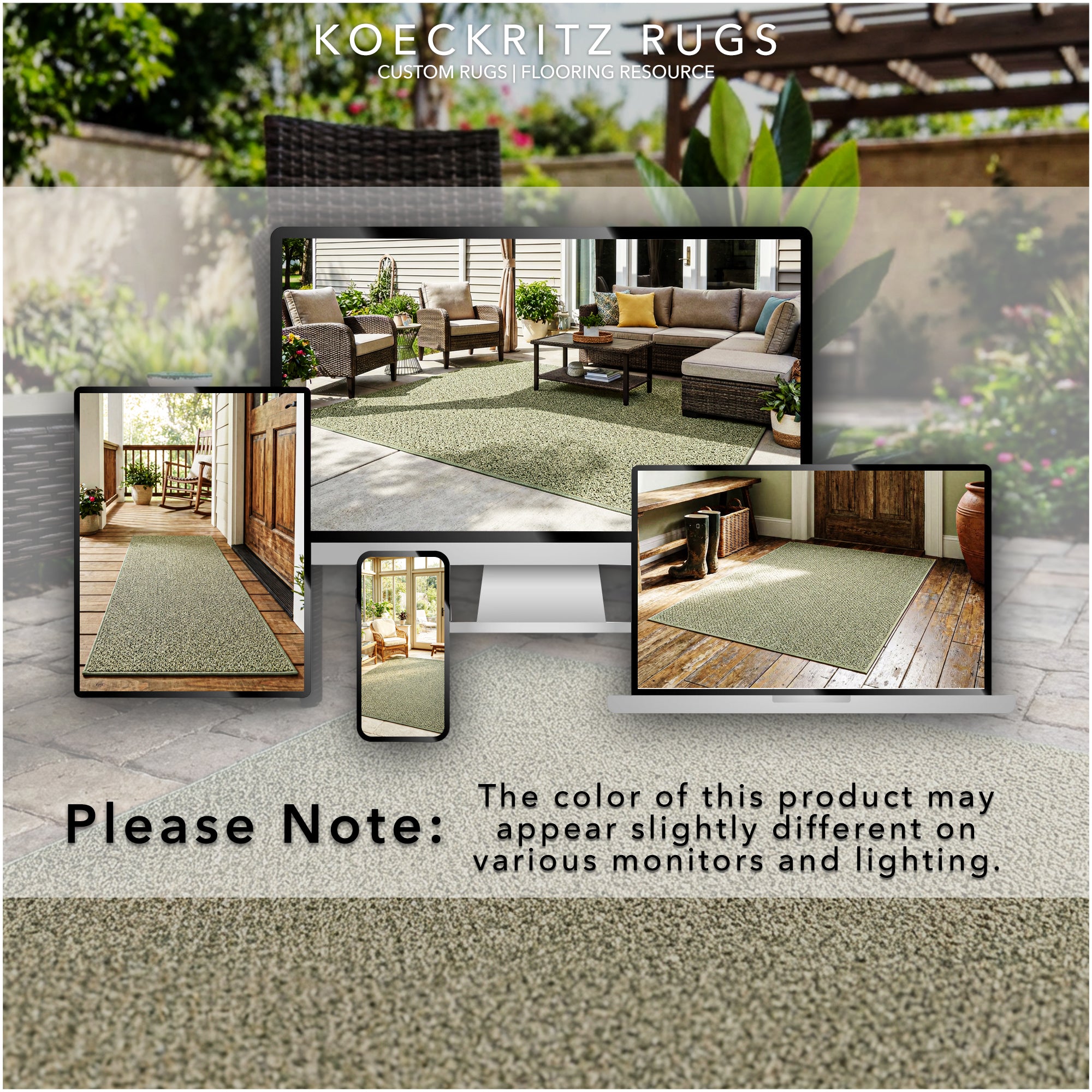 Natural Path Indoor/Outdoor Area Rug – Custom Sizes, 6 Colors