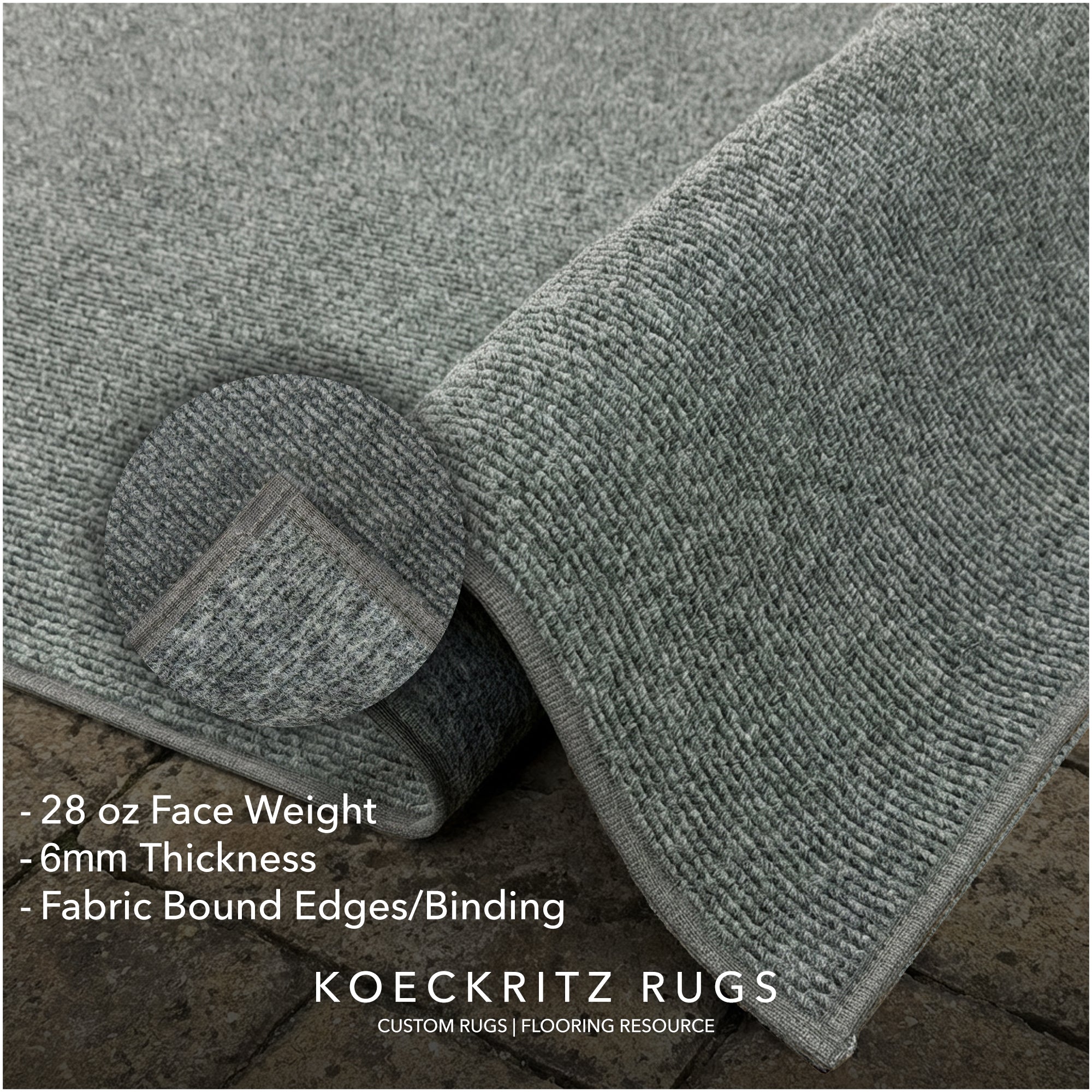 Wassaw Ribbed Indoor/Outdoor Area Rug – Lightweight PET Fiber, 6 Colors
